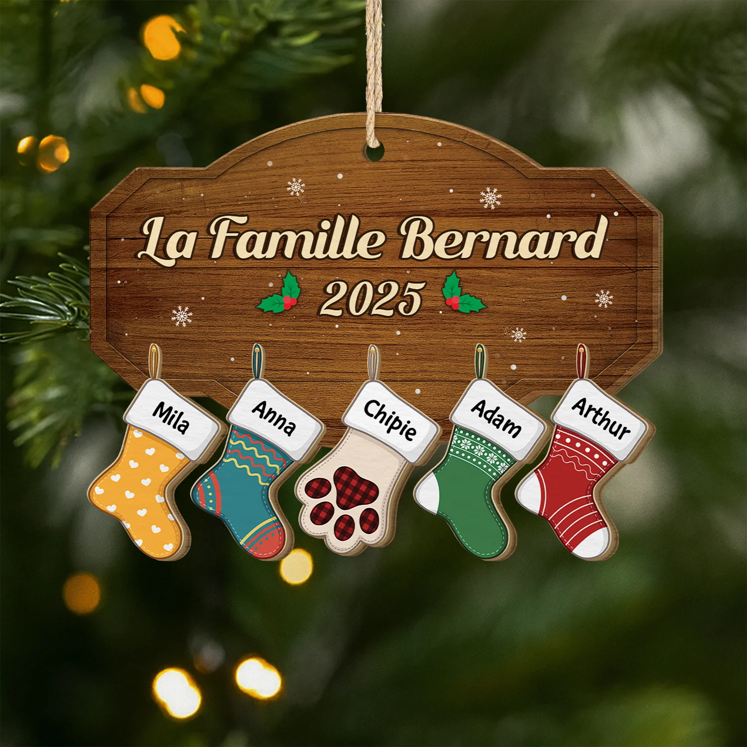 Ornement En Bois À 1 Couche Personnalisé pour Famille