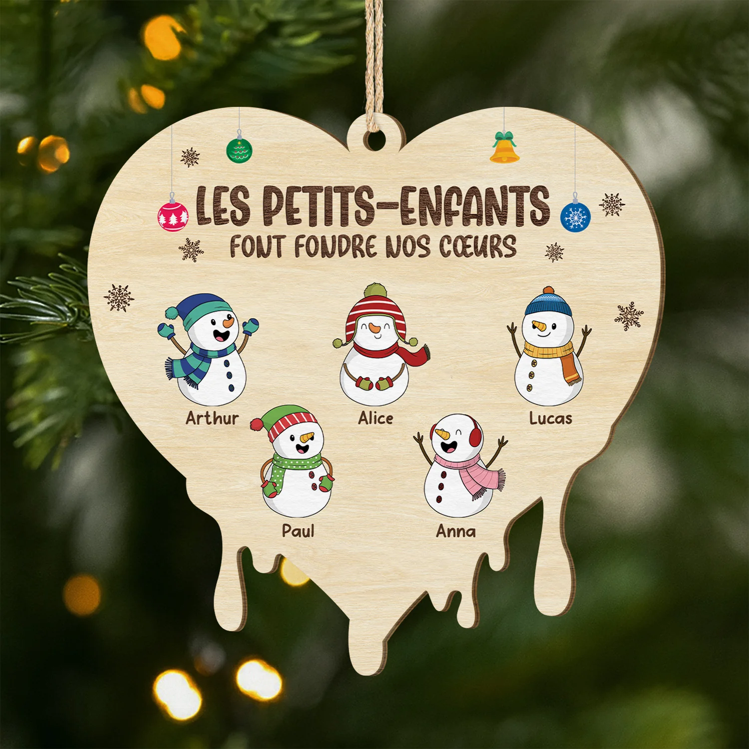 Ornement En Bois À 1 Couche Personnalisé - Petits-enfants Font Fondre Nos Cœurs