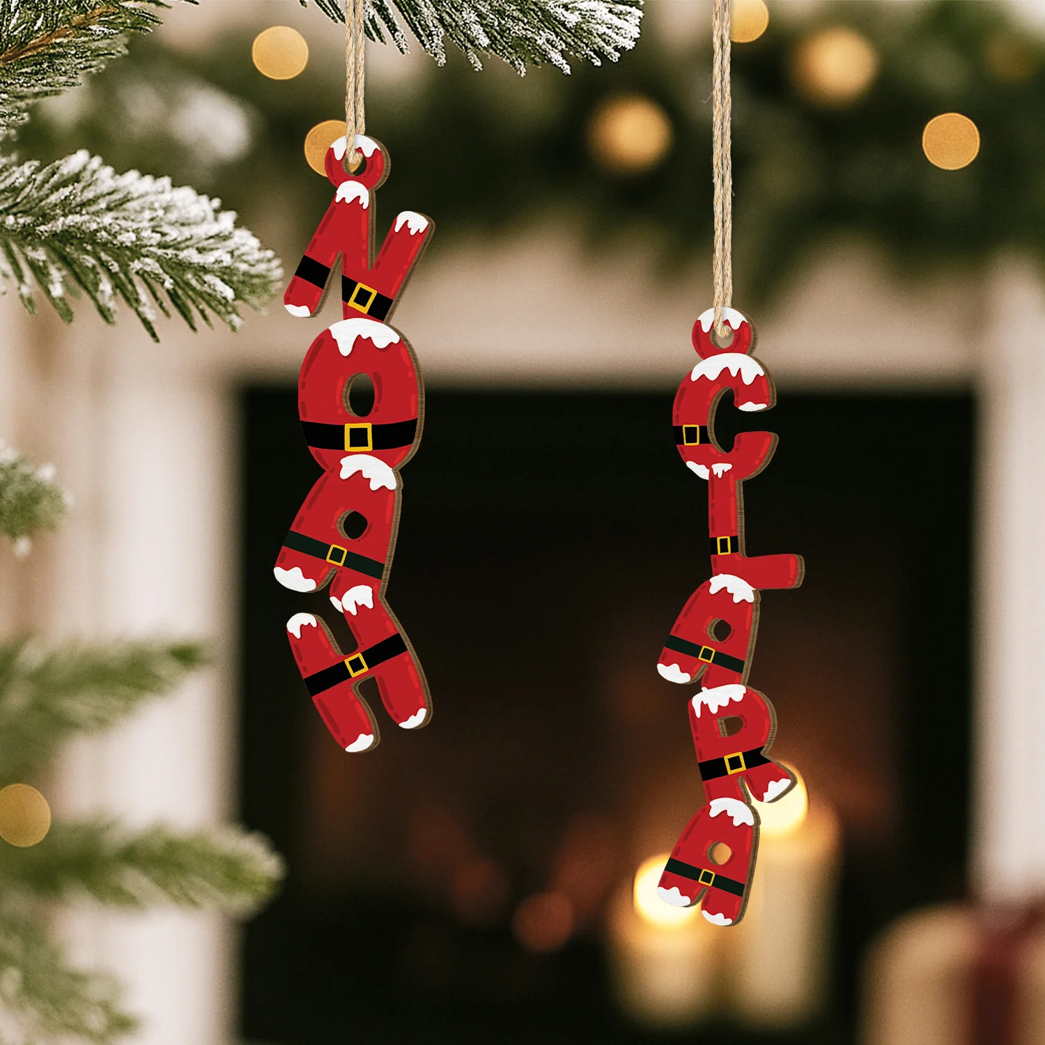 Décoration Noël Prénom Personnalisée – Lettre Père Noël | Ornement En Bois - Image 2