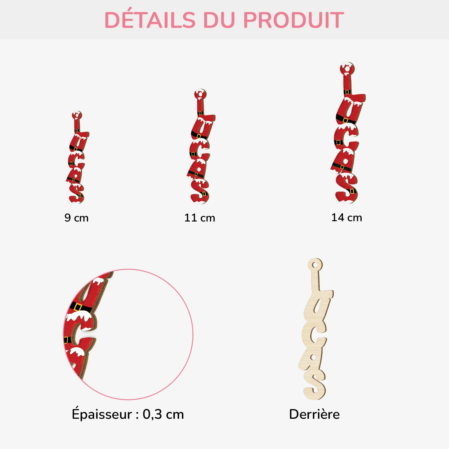 Décoration Noël Prénom Personnalisée – Lettre Père Noël | Ornement En Bois - Image 3