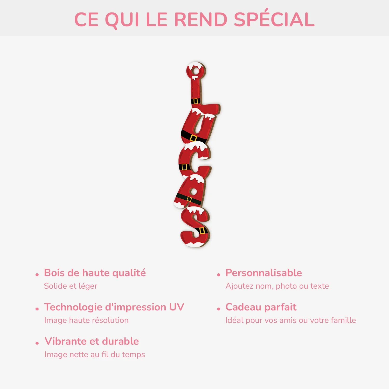 Décoration Noël Prénom Personnalisée – Lettre Père Noël | Ornement En Bois - Image 4