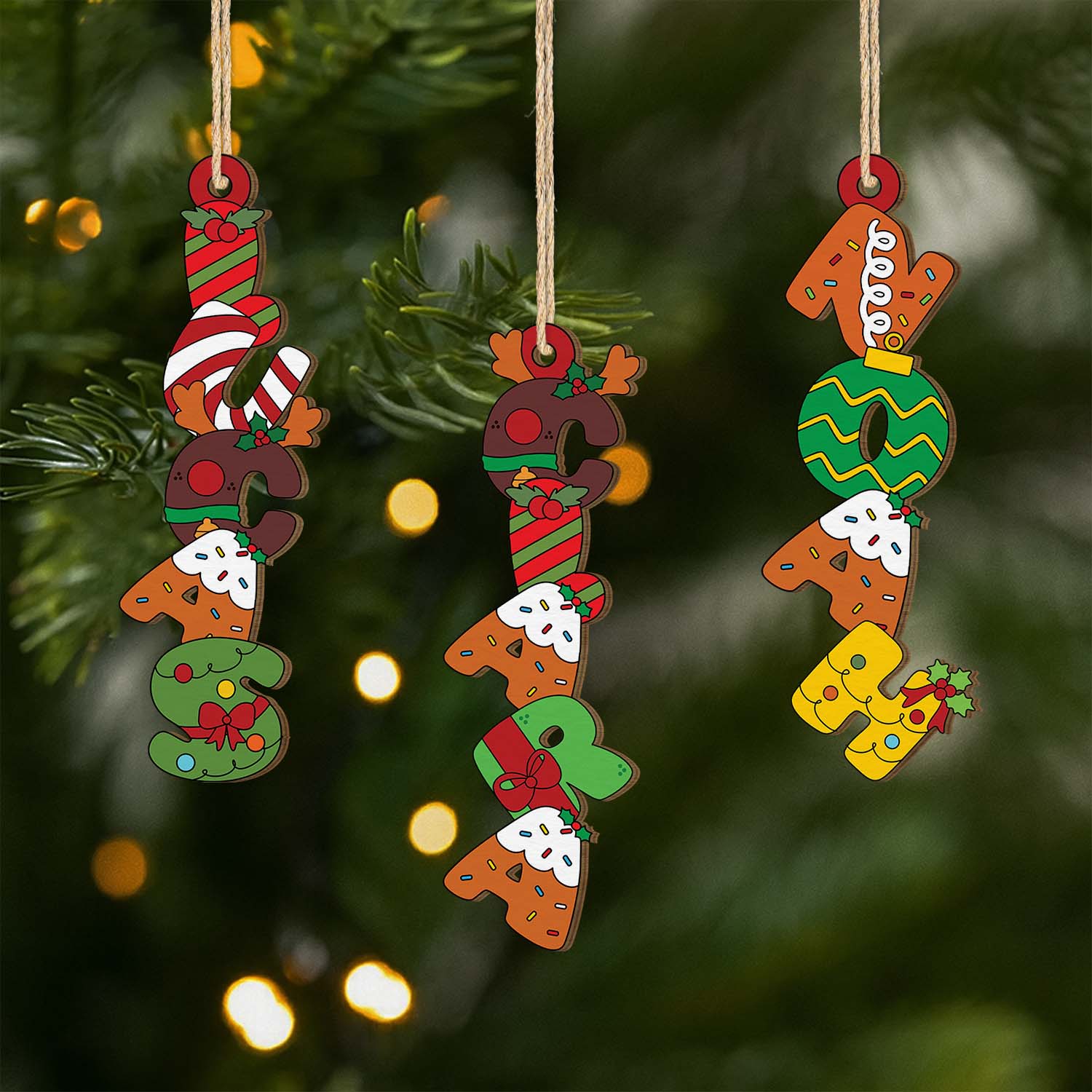 Lettre Déco Noël Personnalisée – Lettres De Prénom Style Noël | Ornement En Bois