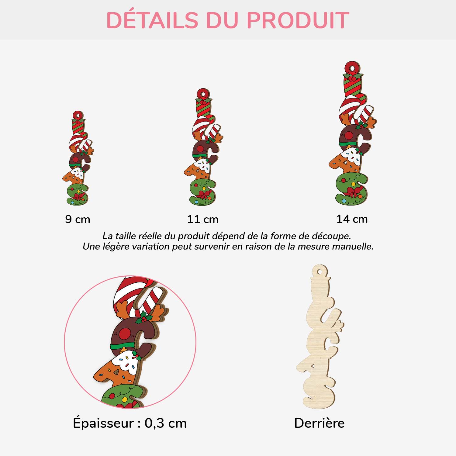 Lettre Déco Noël Personnalisée – Lettres De Prénom Style Noël | Ornement En Bois - Image 2