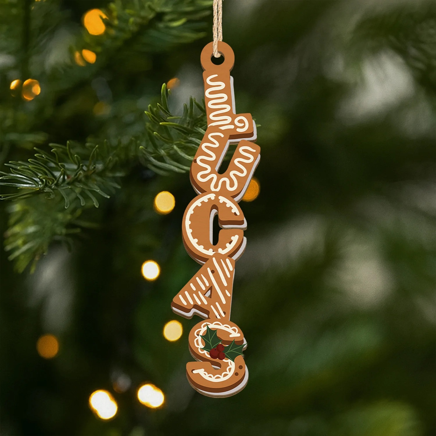 Décoration Noël Prénom Personnalisée – Lettres Biscuit | Ornement En Bois À 1 Couche