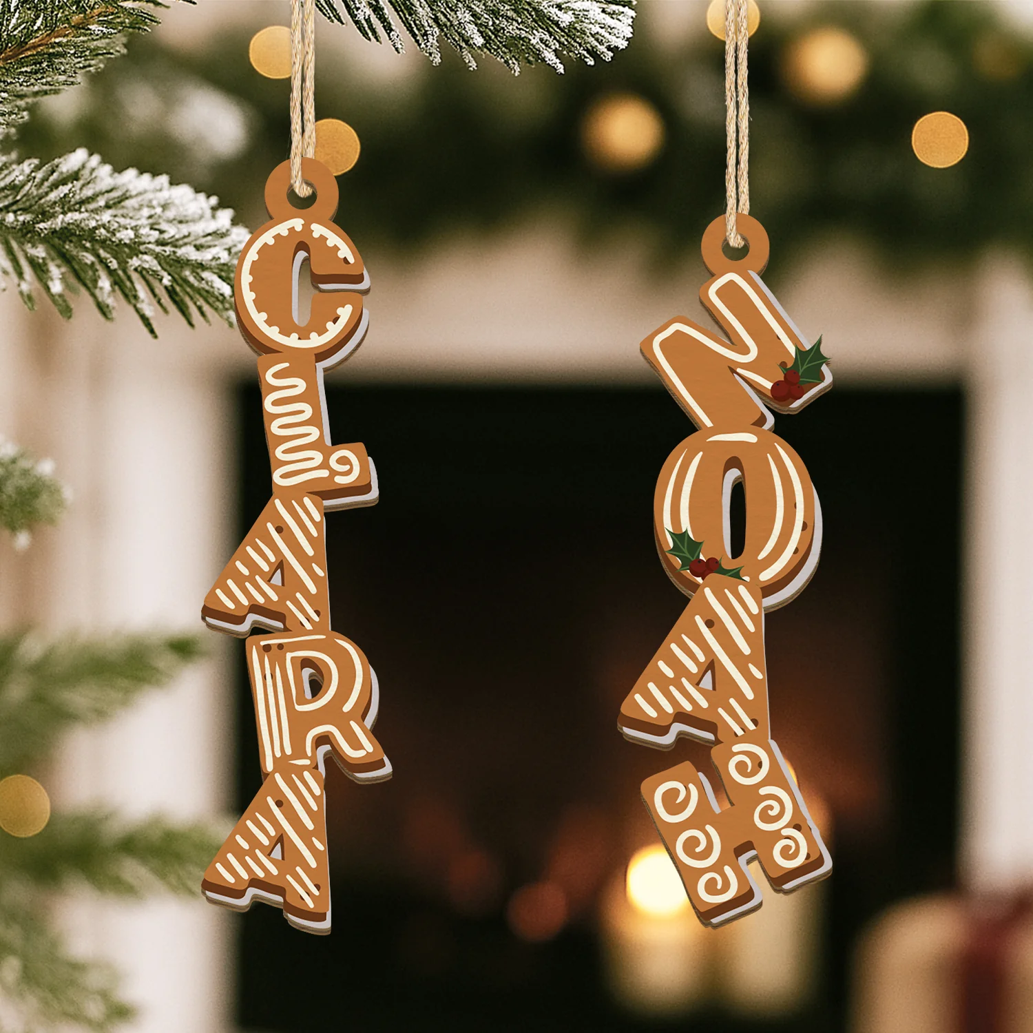 Décoration Noël Prénom Personnalisée – Lettres Biscuit | Ornement En Bois À 1 Couche - Image 2