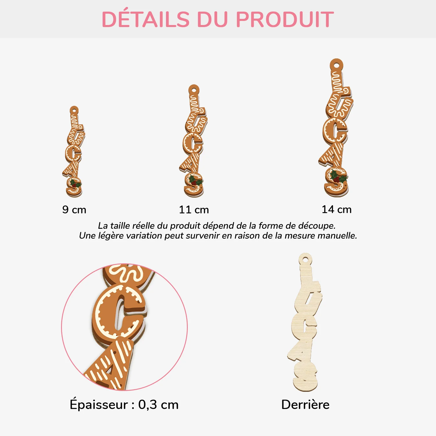 Décoration Noël Prénom Personnalisée – Lettres Biscuit | Ornement En Bois À 1 Couche - Image 3