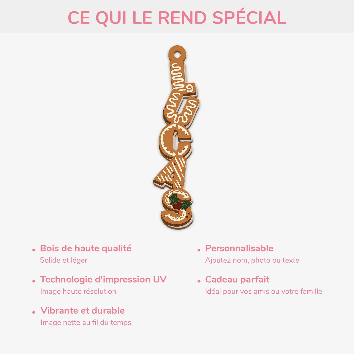 Décoration Noël Prénom Personnalisée – Lettres Biscuit | Ornement En Bois À 1 Couche - Image 4