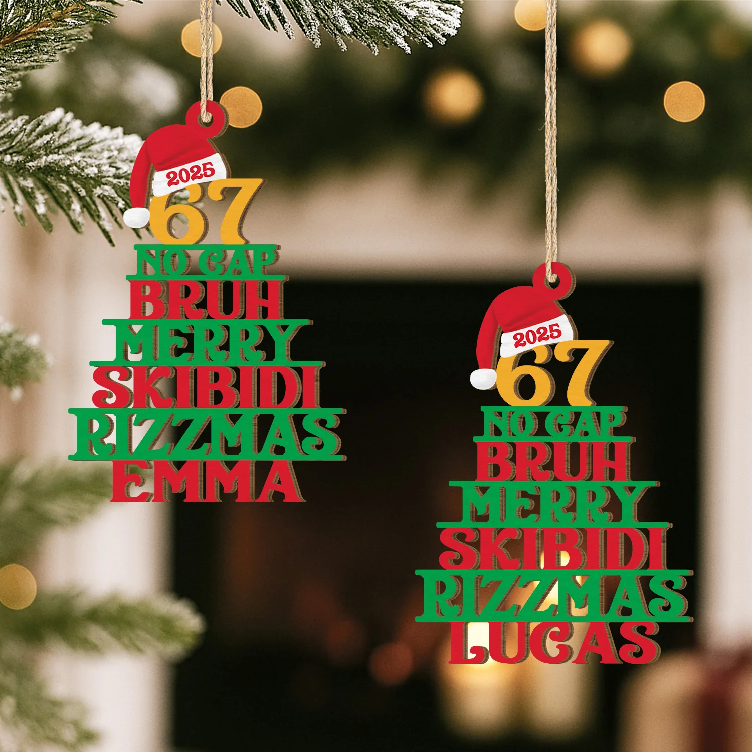 Ornement En Bois À 1 Couche Personnalisé Pour Femme/Homme - Sapin De Noël Humour Avec Argots - Image 2