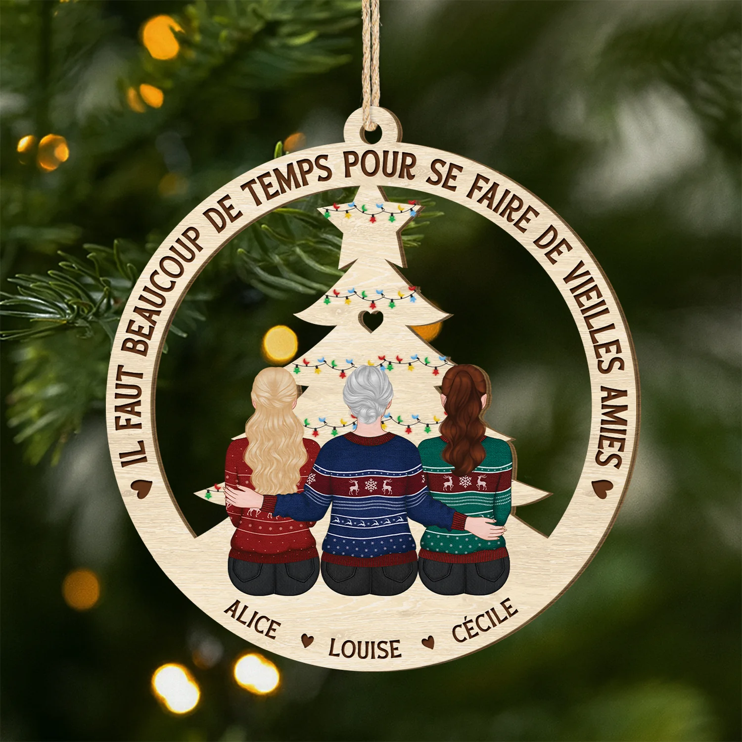 Ornement En Bois À 1 Couche Personnalisé - Une Vieille Amitié Noël
