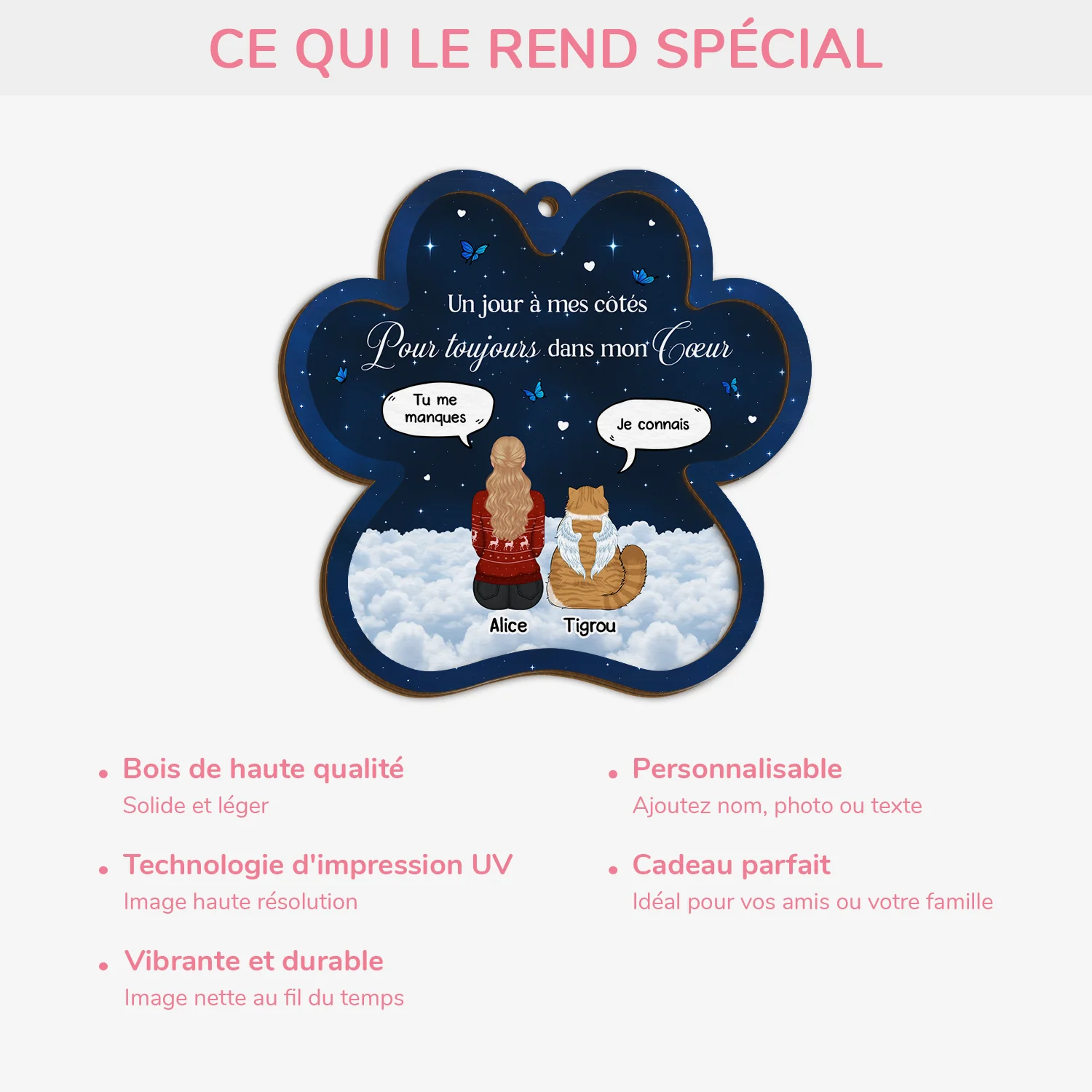 Ornement En Bois À 2 Couches Chat Commémoratif Personnalisé - Bonjour Préféré Adieu Le Plus Difficile - Image 4