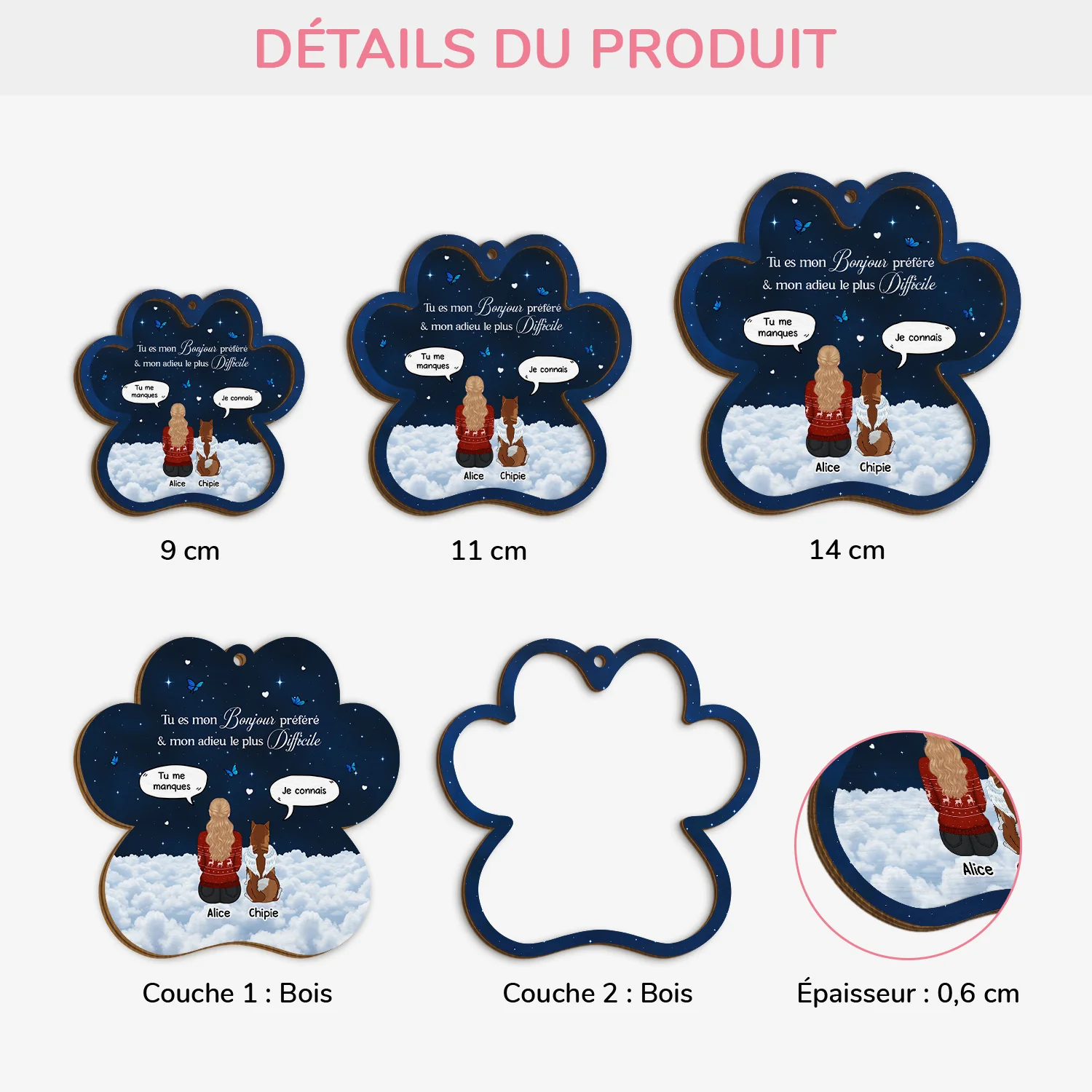 Ornement En Bois À 2 Couches Chien Commémoratif Personnalisé - Bonjour Préféré Adieu Le Plus Difficile - Image 3