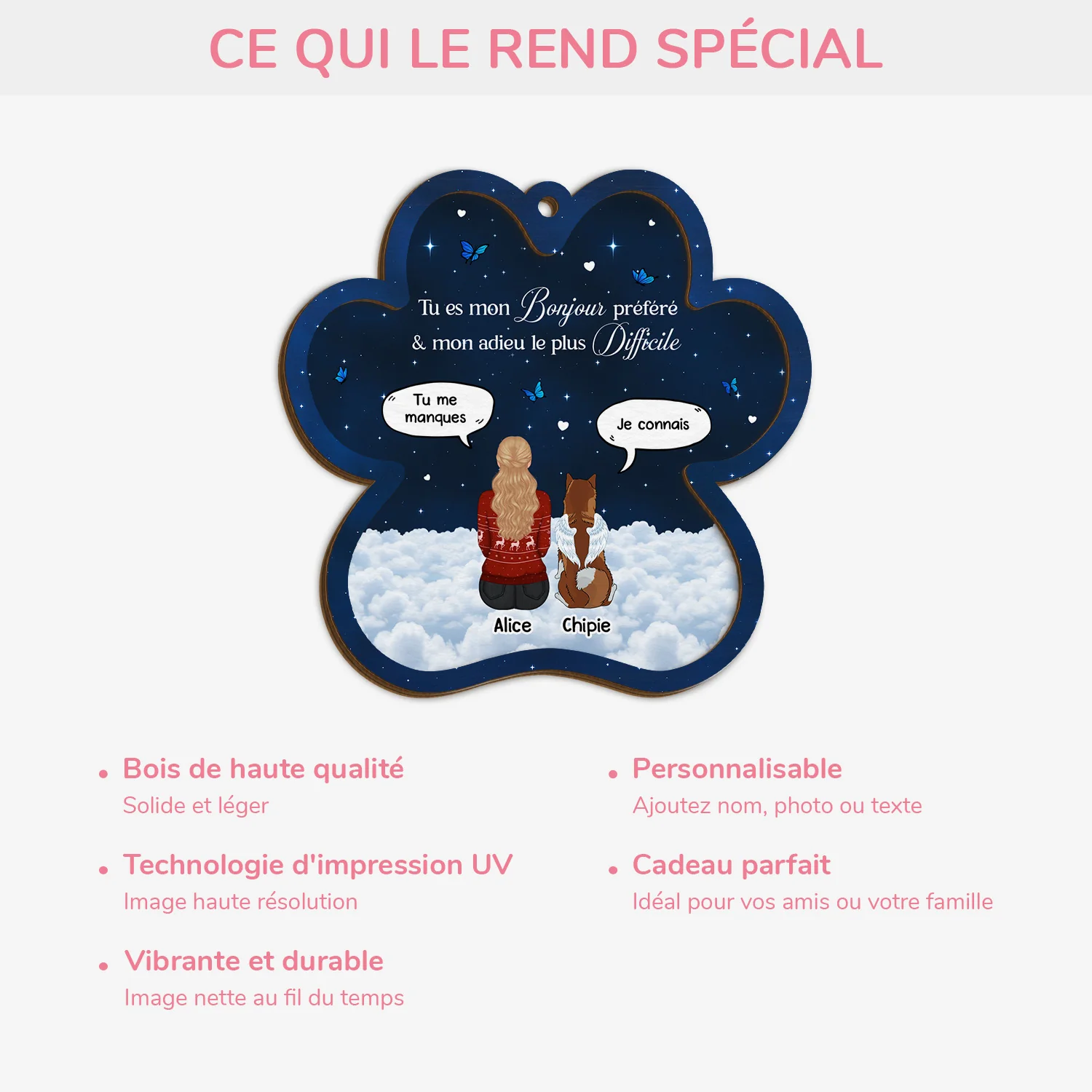 Ornement En Bois À 2 Couches Chien Commémoratif Personnalisé - Bonjour Préféré Adieu Le Plus Difficile - Image 4