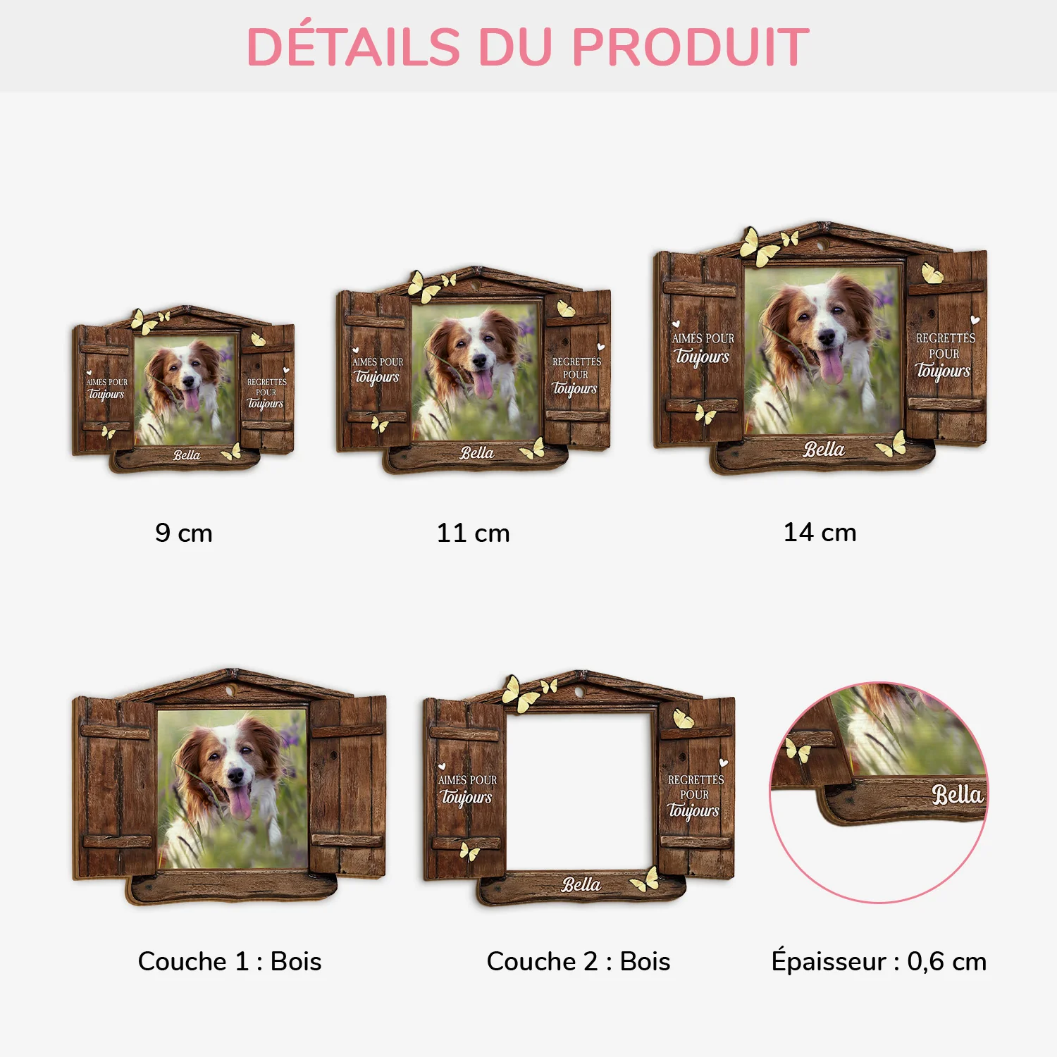Ornement En Bois À 2 Couches Chien Commémoratif Personnalisé Avec Photo - N'oublie Jamais - Image 3