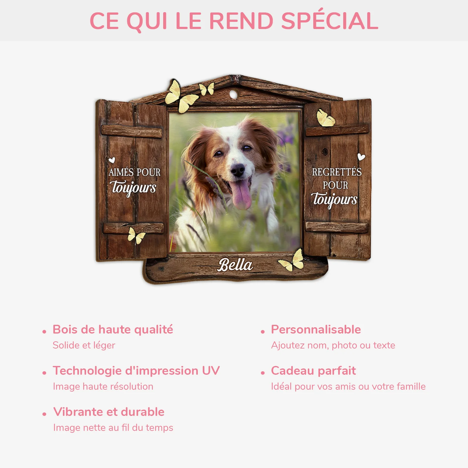 Ornement En Bois À 2 Couches Chien Commémoratif Personnalisé Avec Photo - N'oublie Jamais - Image 4