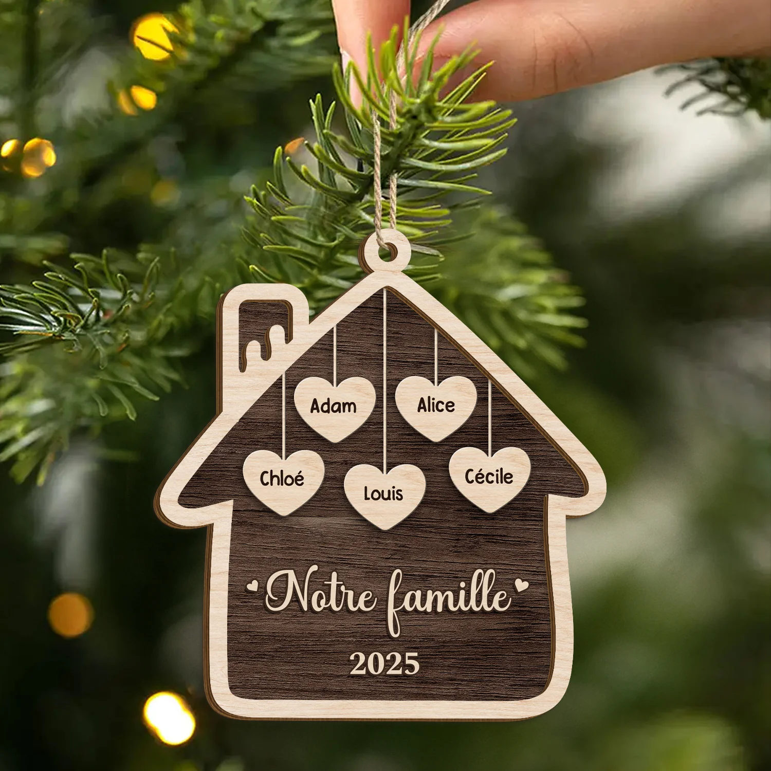 Ornement En Bois À 2 Couches Personnalisé Famille - Notre Maison De Famille - Image 2