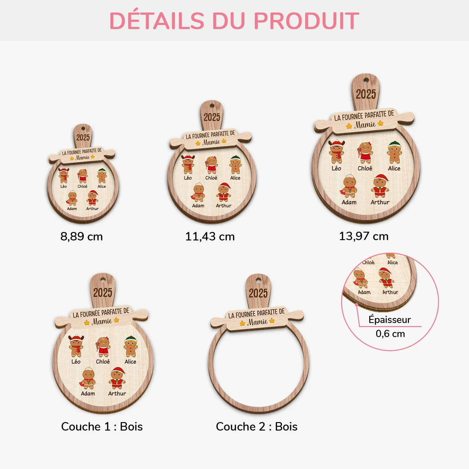 Ornement En Bois À 2 Couches Personnalisé - La Fournée Parfaite De Mamie Noël - Image 3