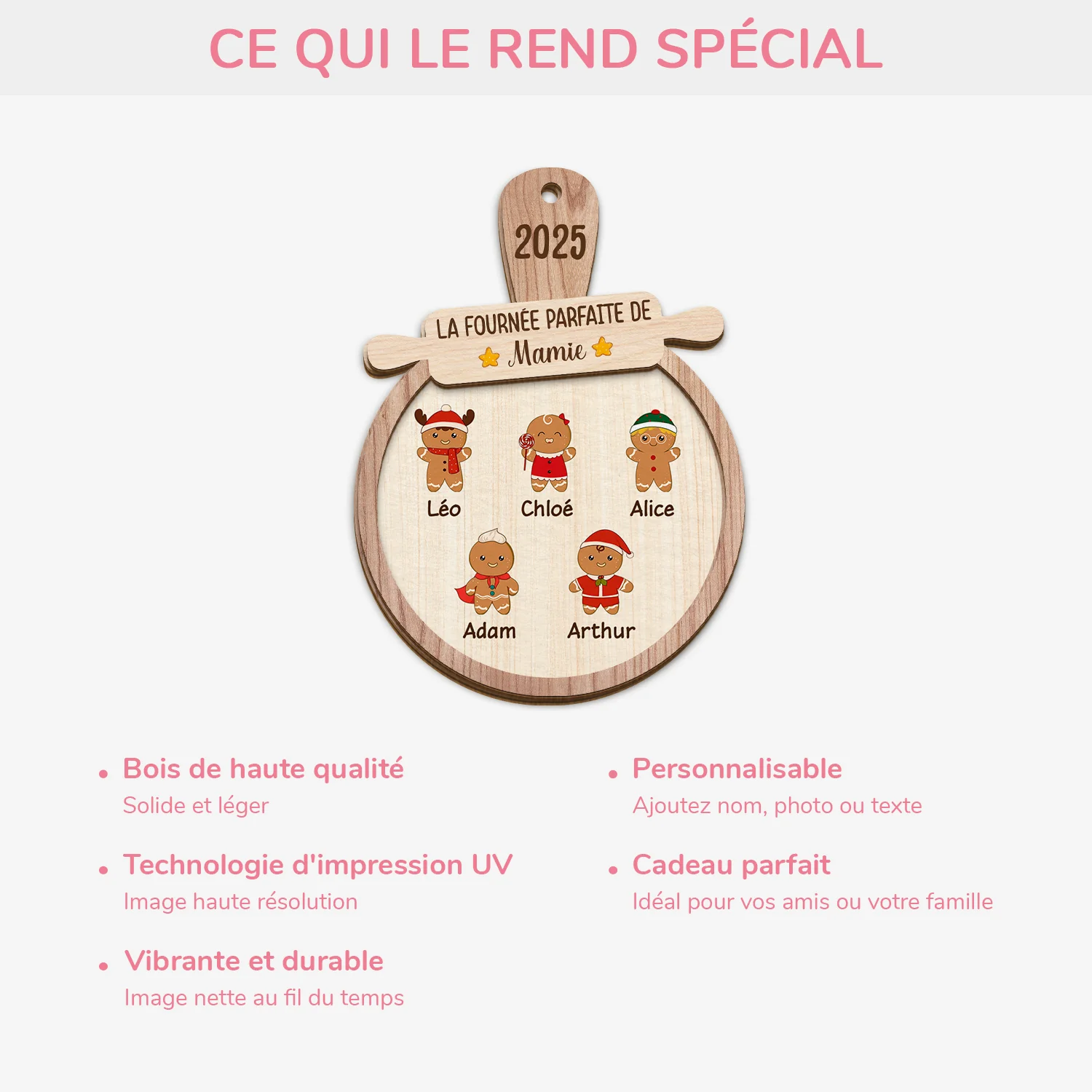 Ornement En Bois À 2 Couches Personnalisé - La Fournée Parfaite De Mamie Noël - Image 4