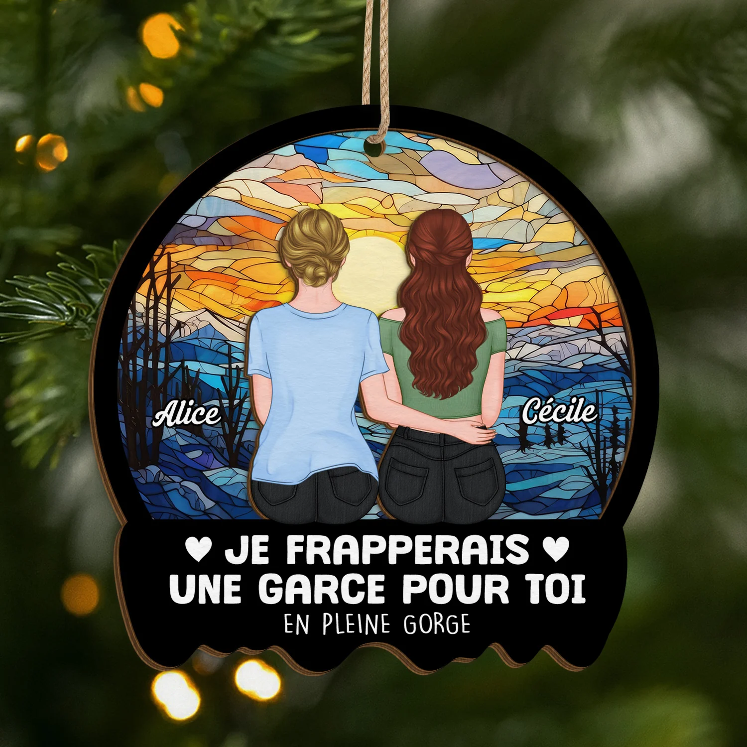 Ornement En Bois À 2 Couches Personnalisé Pour Ami - Je Frapperais Une Garce Pour Toi Version Noël