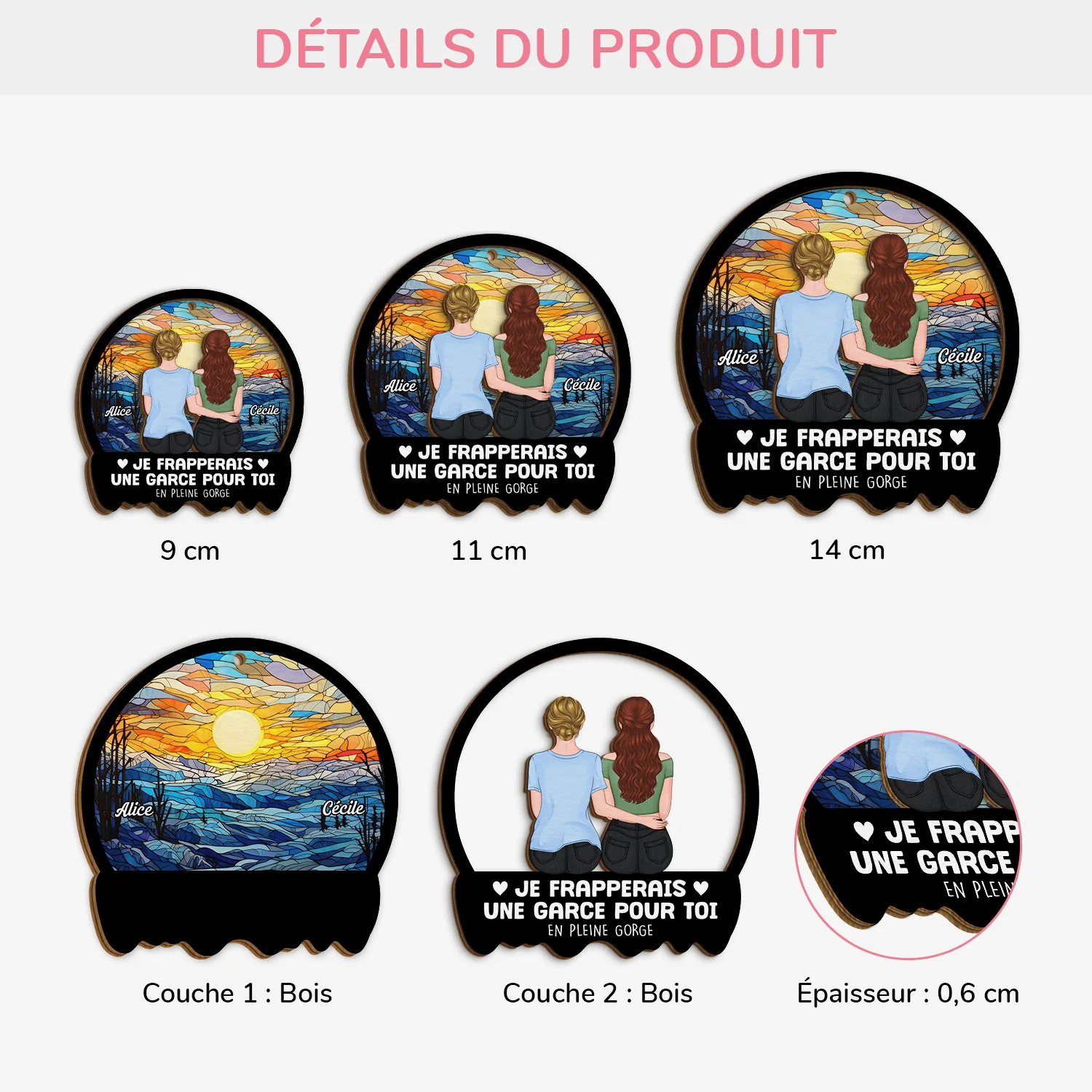 Ornement En Bois À 2 Couches Personnalisé Pour Ami - Je Frapperais Une Garce Pour Toi Version Noël - Image 3