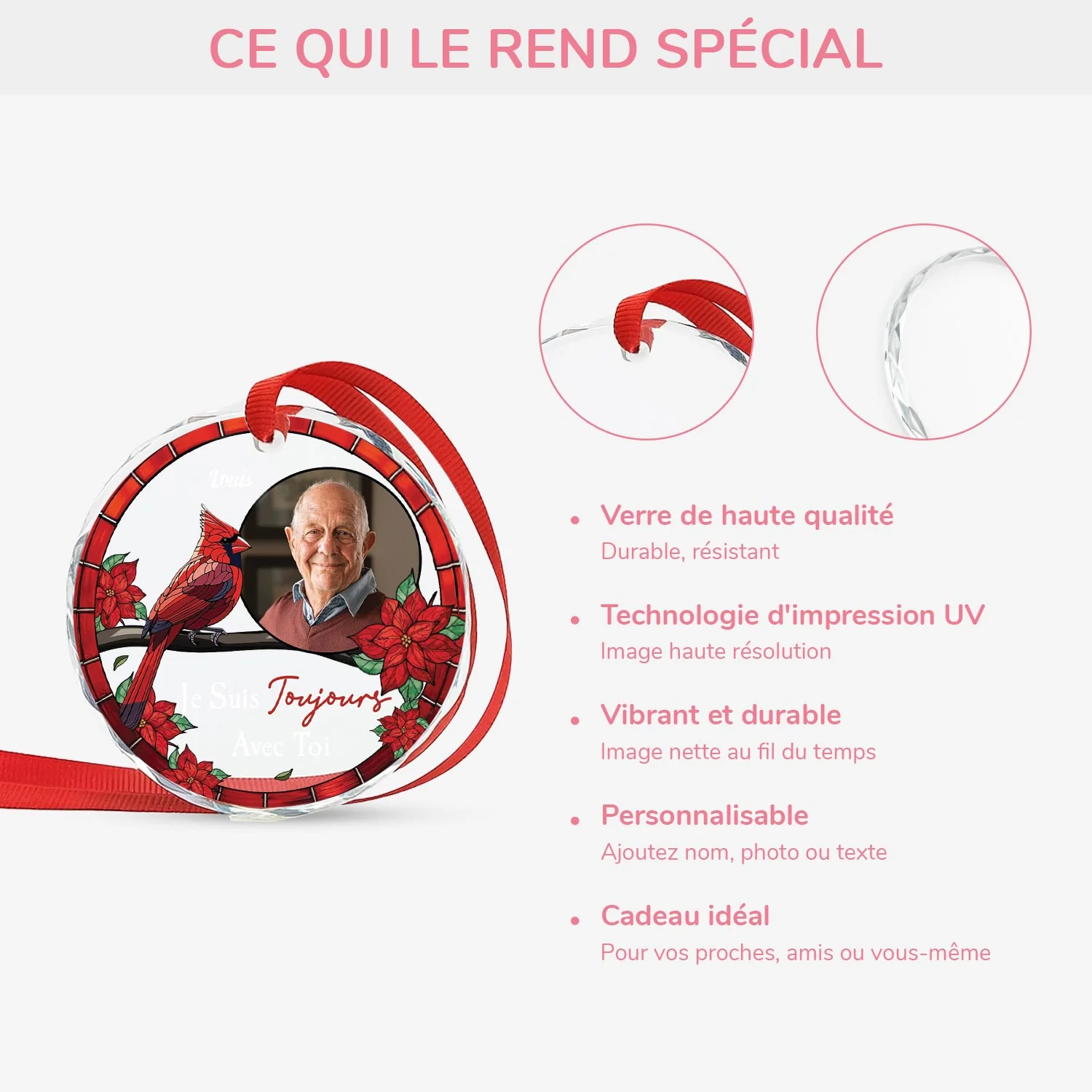 Ornement En Verre Commémoratif Personnalisé Photo - Je Suis Toujours Avec Toi - Image 4