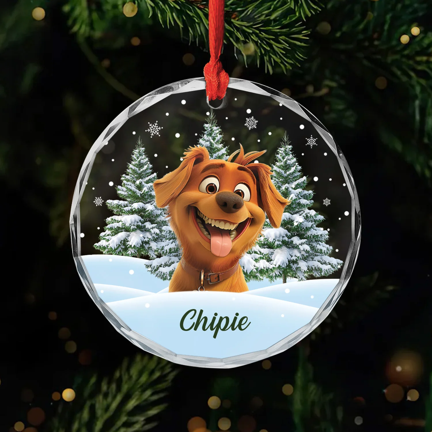 Cadeau Noel Personnalisé – Ornement En Verre Chien Photo