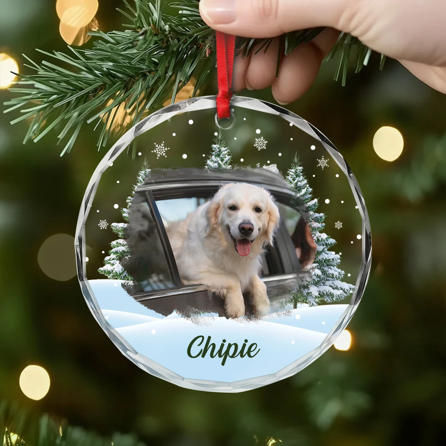 Cadeau Noel Personnalisé – Ornement En Verre Chien Photo - Image 2