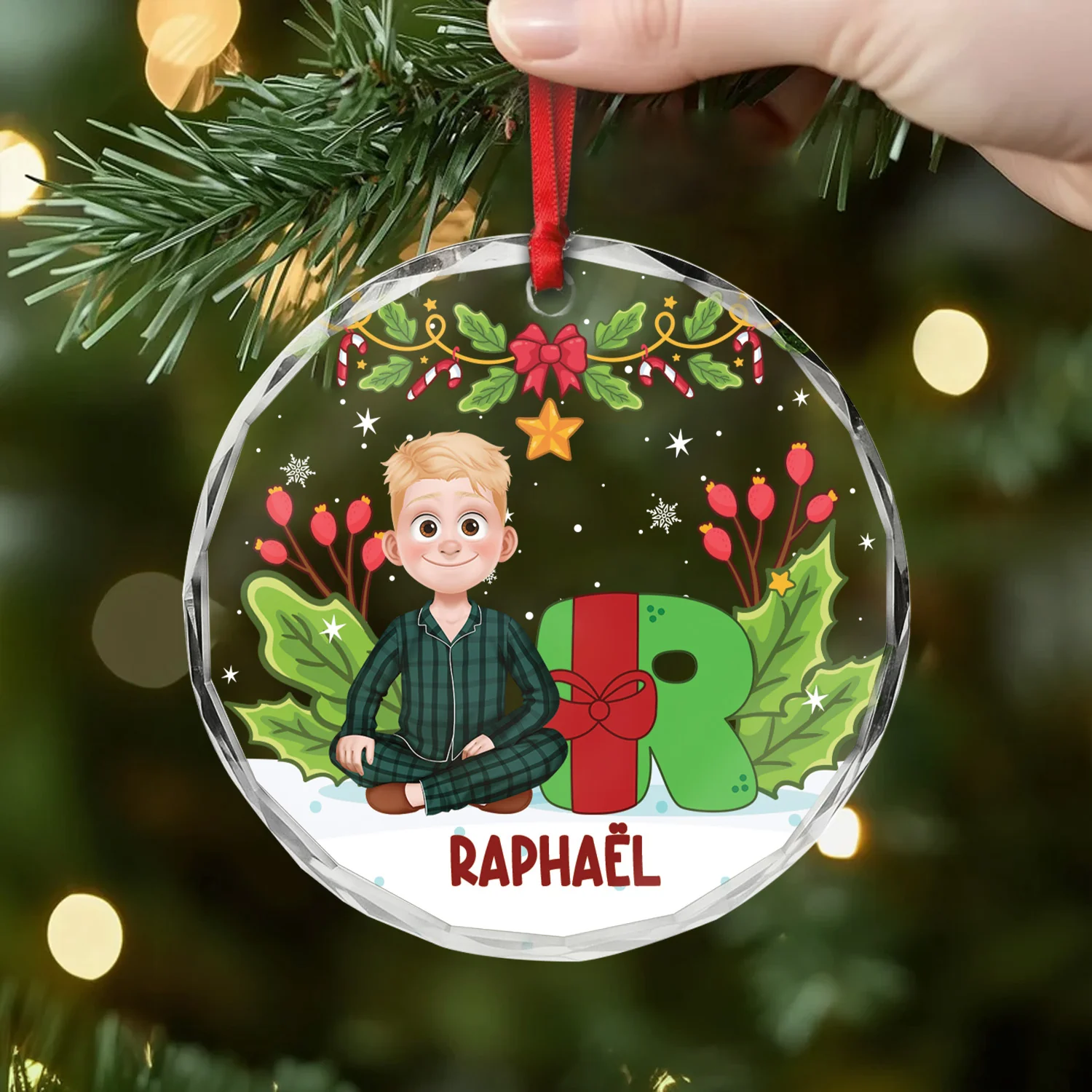 Décoration Noël Personnalisée Prénom – Lettre De Prénom | Ornement En Verre - Image 2