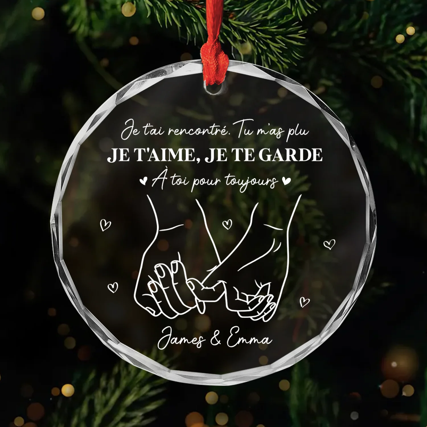 Ornement En Verre Personnalisable Pour Couple - À Toi Pour Toujours