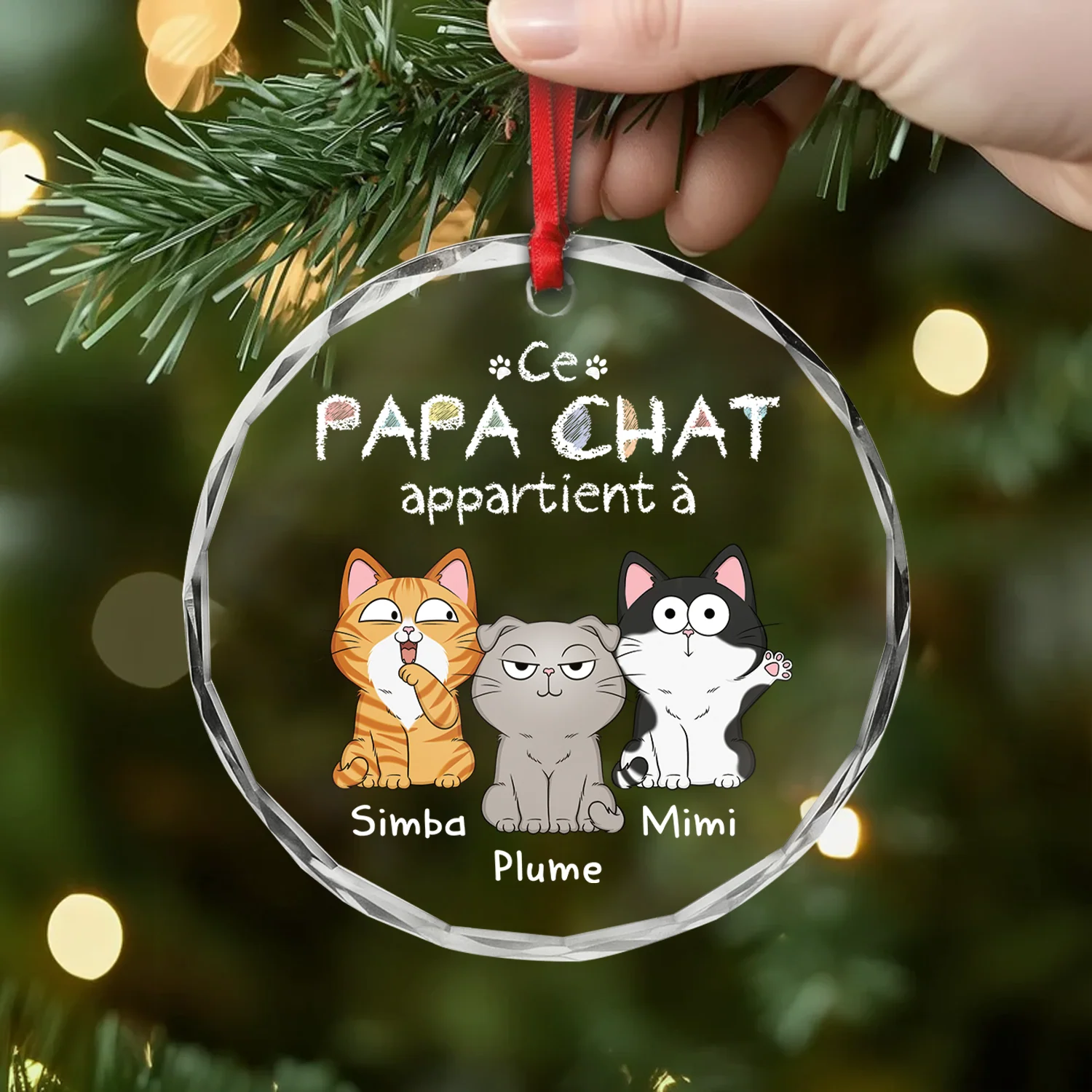 Ornement En Verre Personnalisé Avec Chat Mignon - Cette Maman Appartient À - Image 2