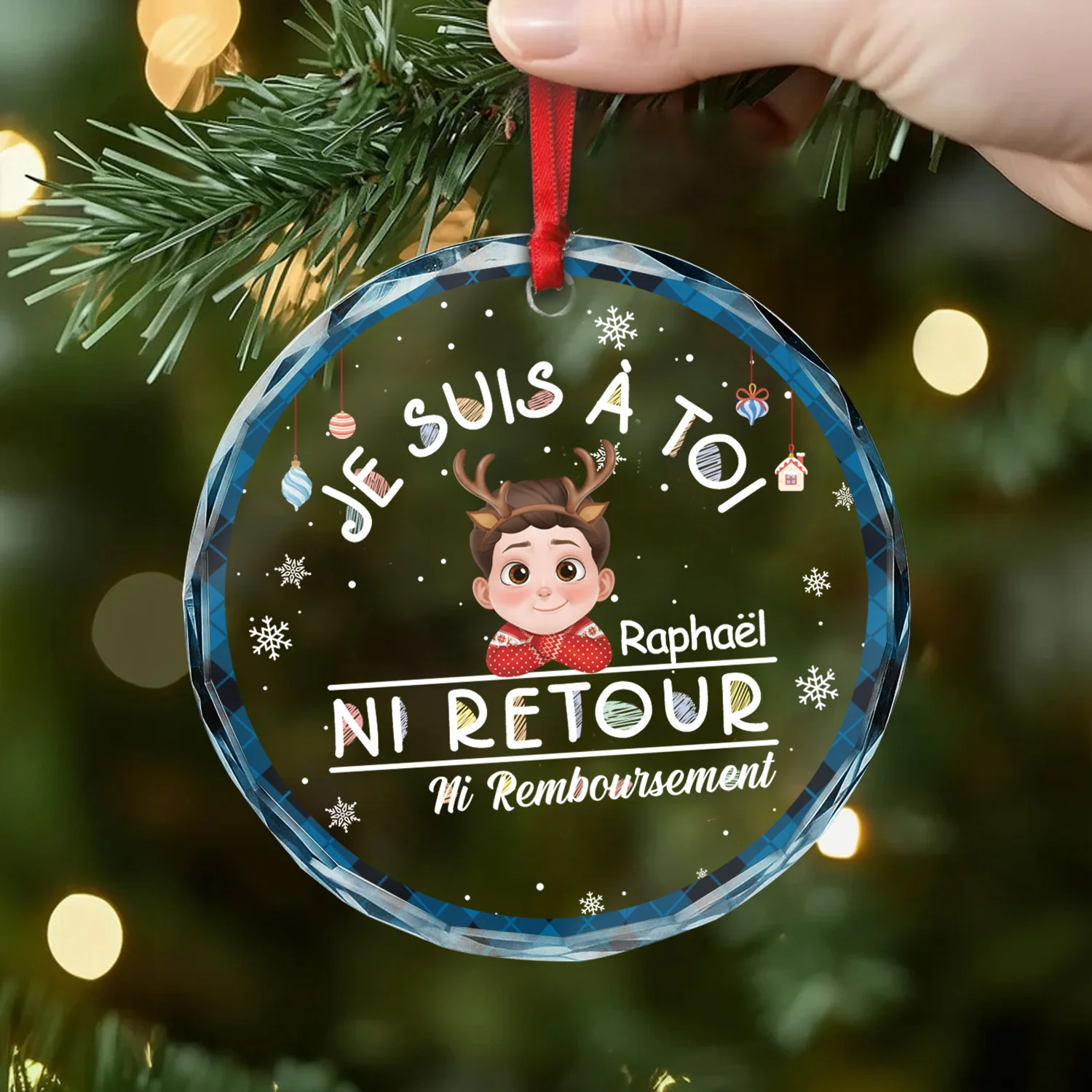 Ornement En Verre Personnalisé Avec Enfant De Noël - Nous Sommes À Toi - Image 2