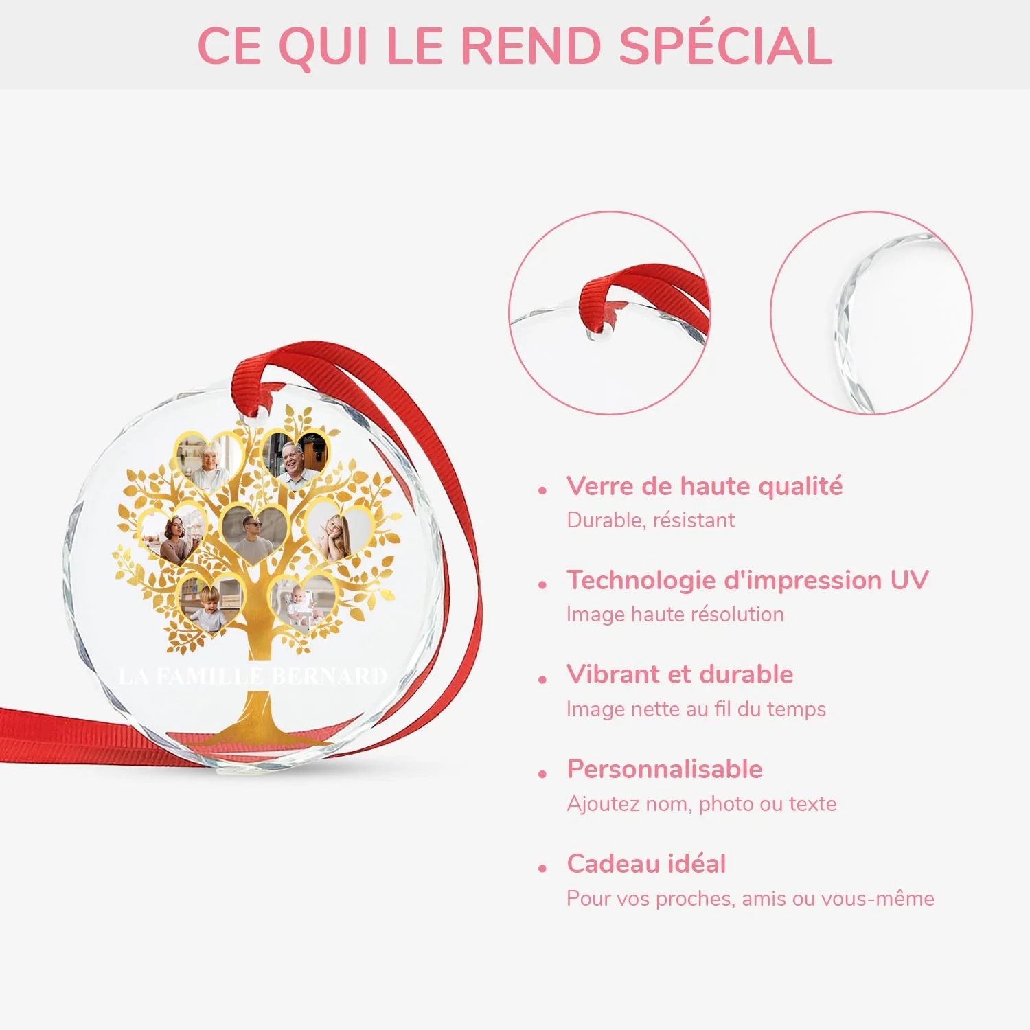 Ornement En Verre Personnalisé Avec Photo - Arbre De Famille - Image 4