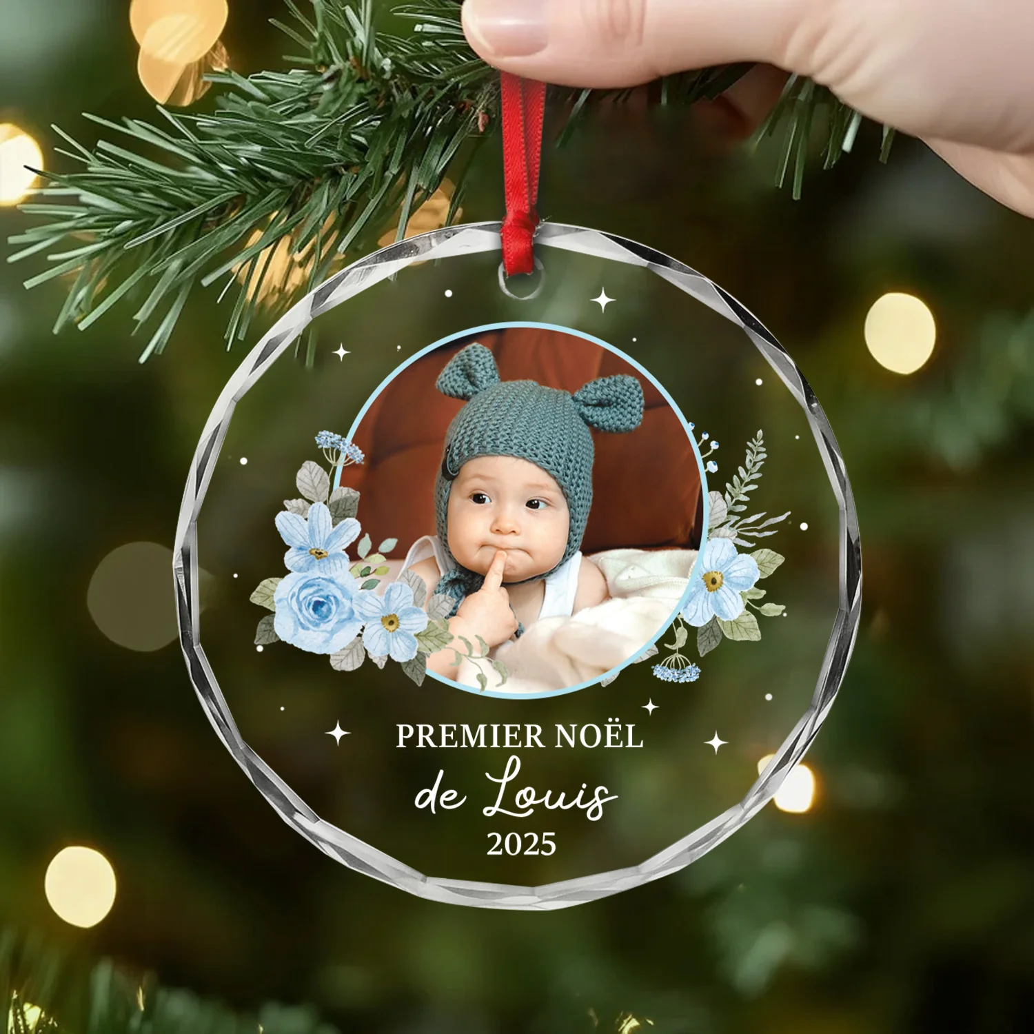 Ornement En Verre Personnalisé Avec Photo - Bébé Premier Noël - Image 2