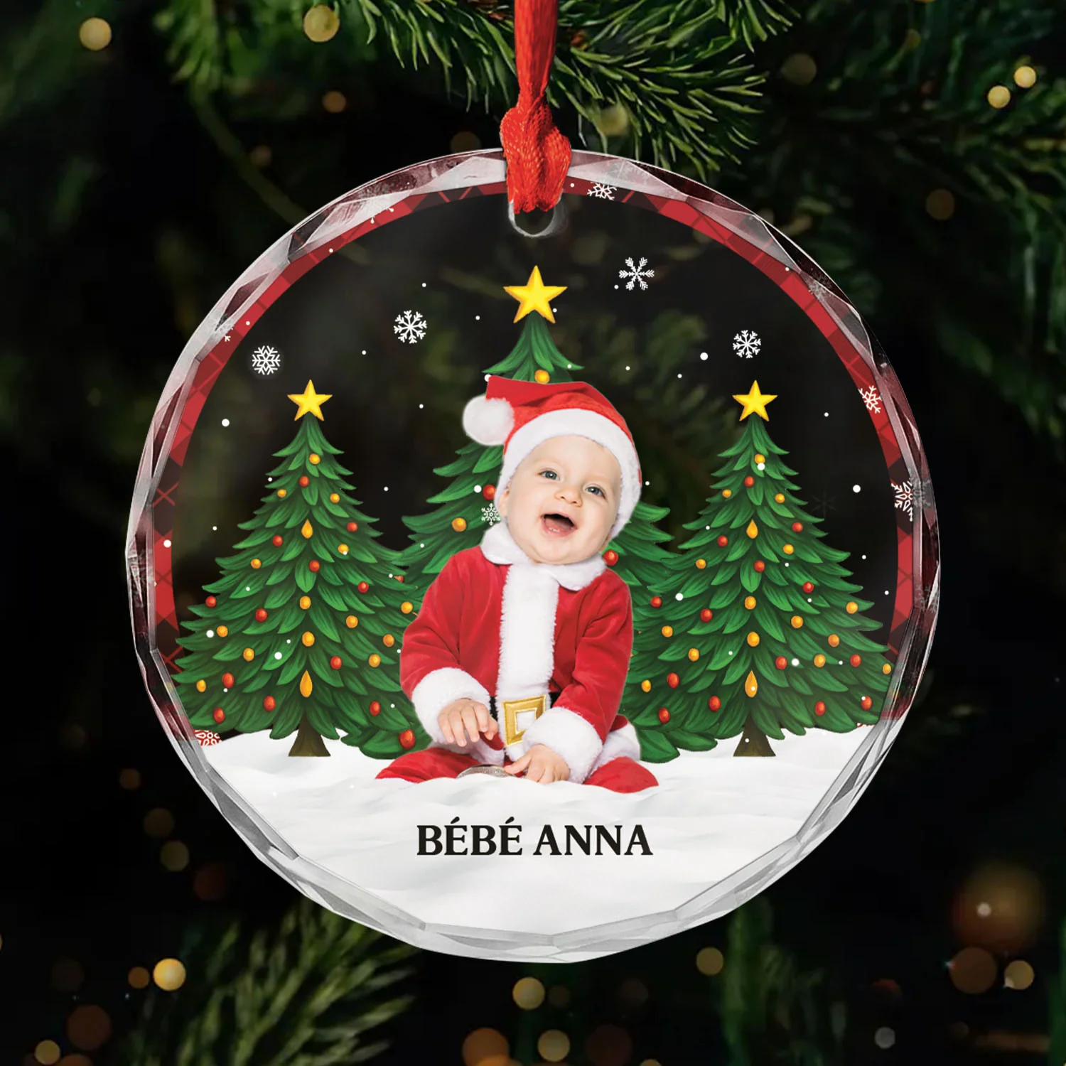 Ornement En Verre Personnalisé Avec Photo - Noël De Notre Famille