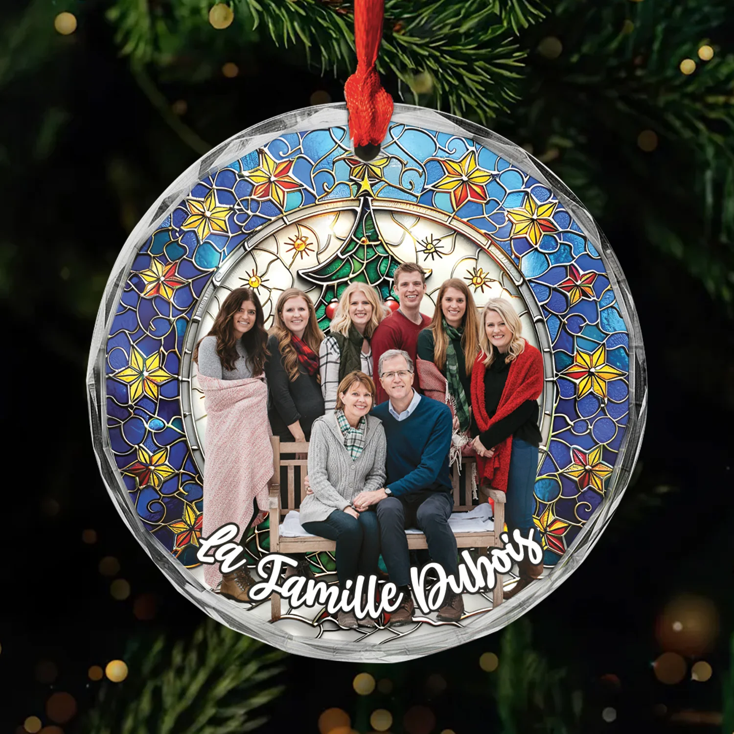 Ornement En Verre Personnalisé Avec Photo - Veillée De Noël En Famille