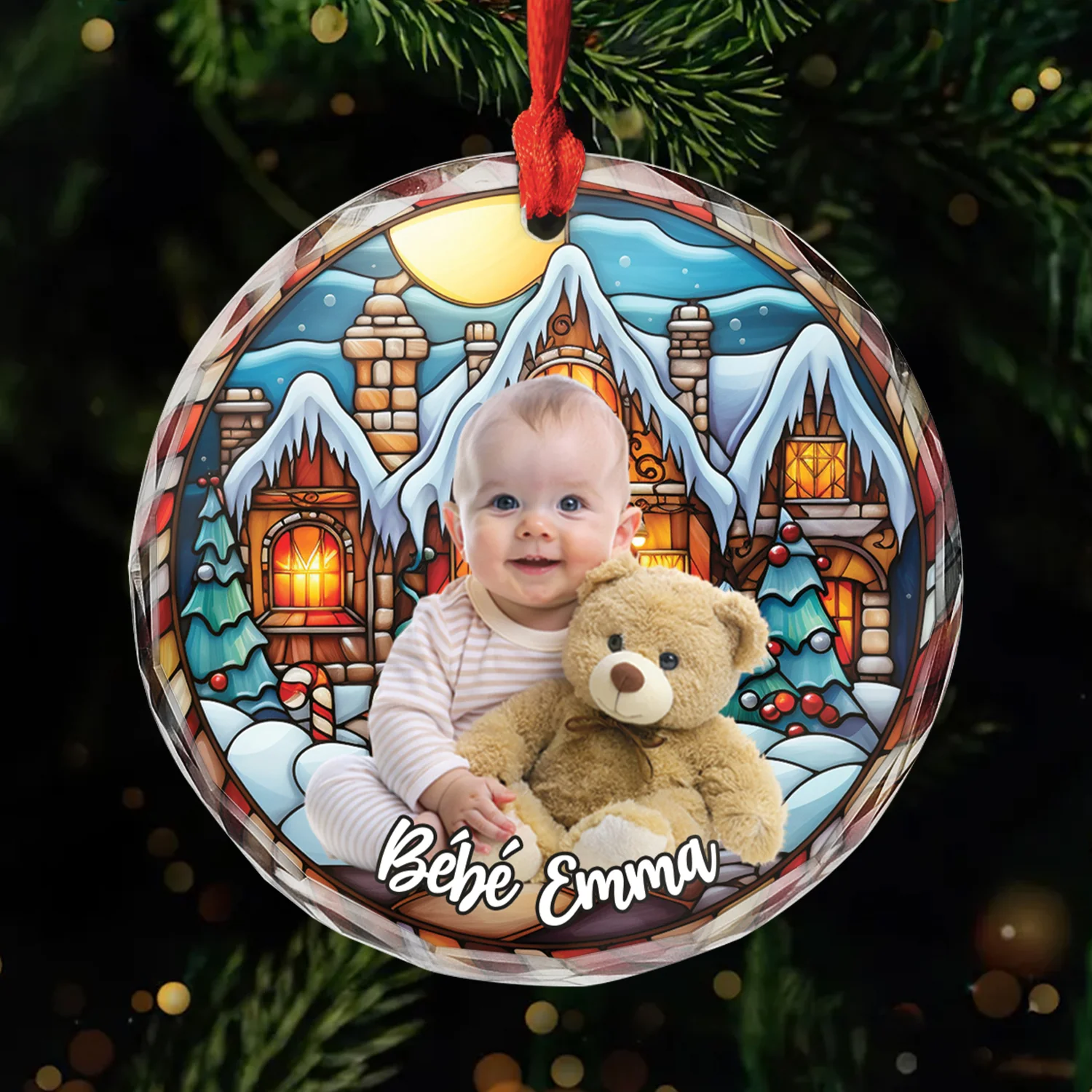 Ornement En Verre Personnalisé Avec Photo - Veillée De Noël En Famille - Image 2