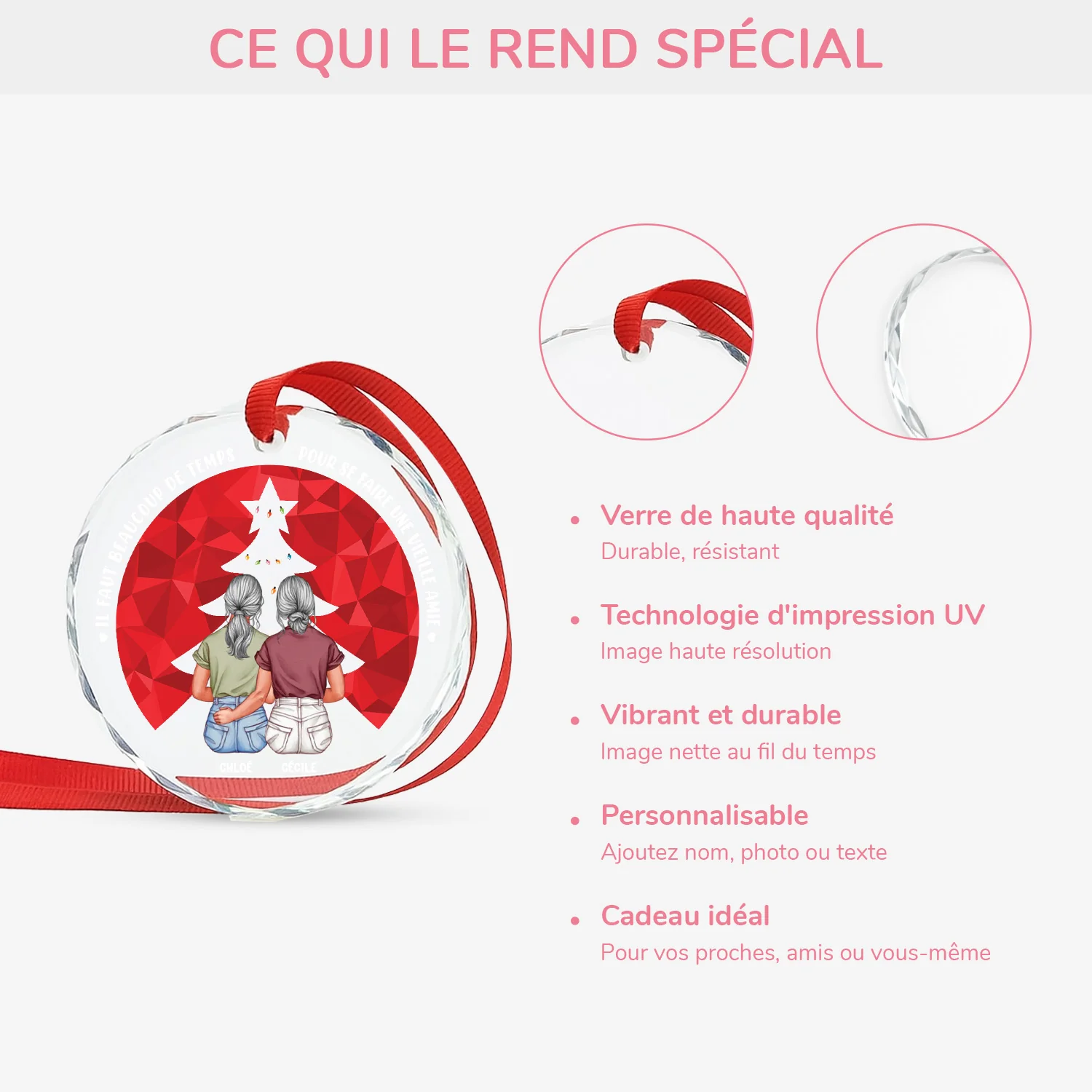 Ornement En Verre Personnalisé - Beaucoup De Temps Faire Grandir Une Vieille Amitié - Image 4