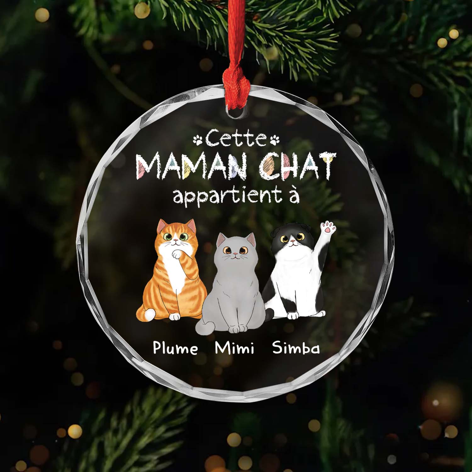 Ornement En Verre Personnalisé - Cette Maman Chat Appartient À