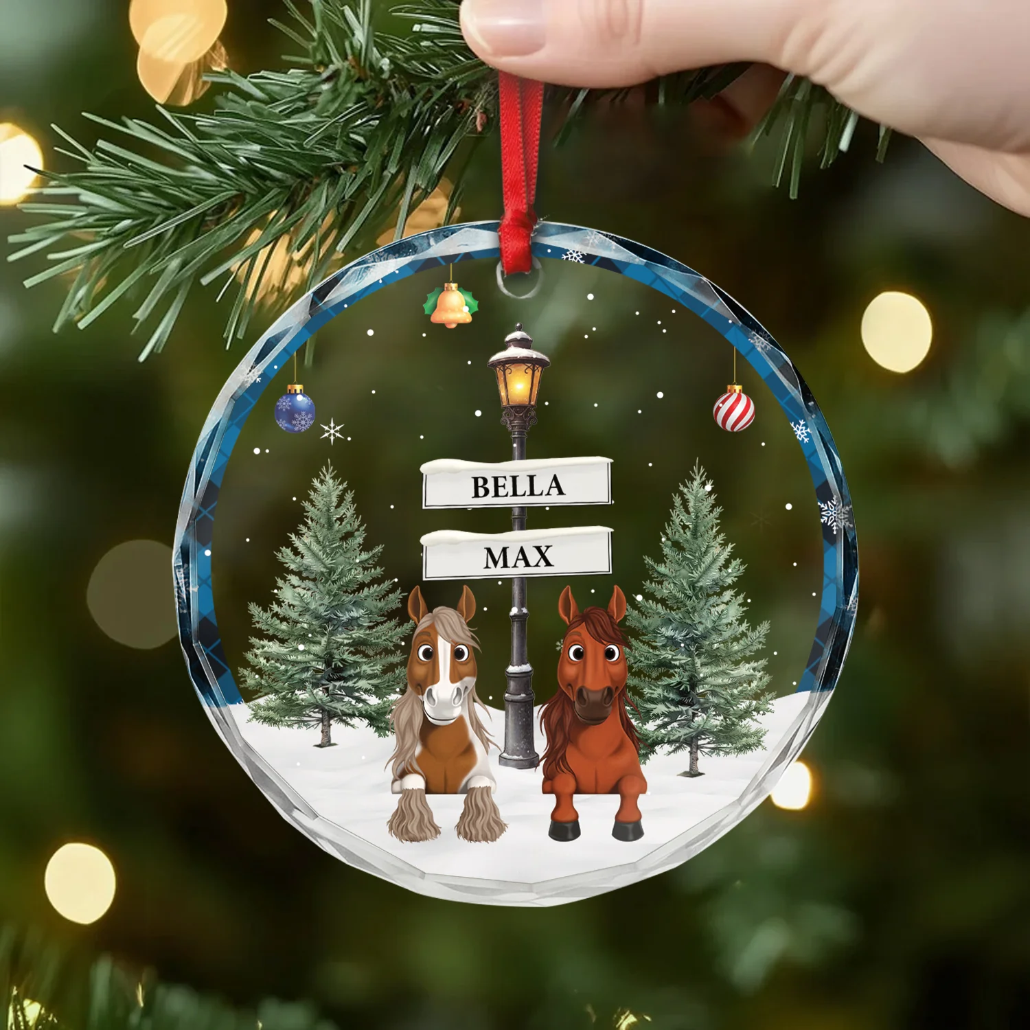 Ornement En Verre Personnalisé - Chevaux De Noël - Image 2
