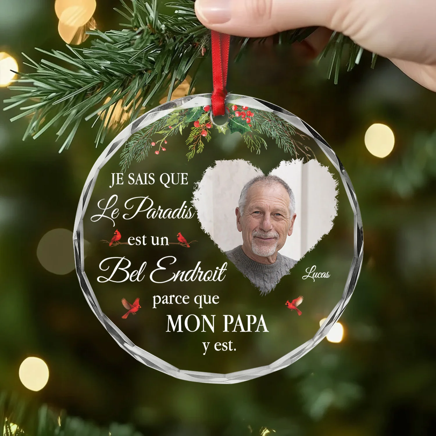 Ornement En Verre Personnalisé Commémoratif Avec Maman Mamie Photo - Le Paradis Est Un Bel Endroit - Image 2