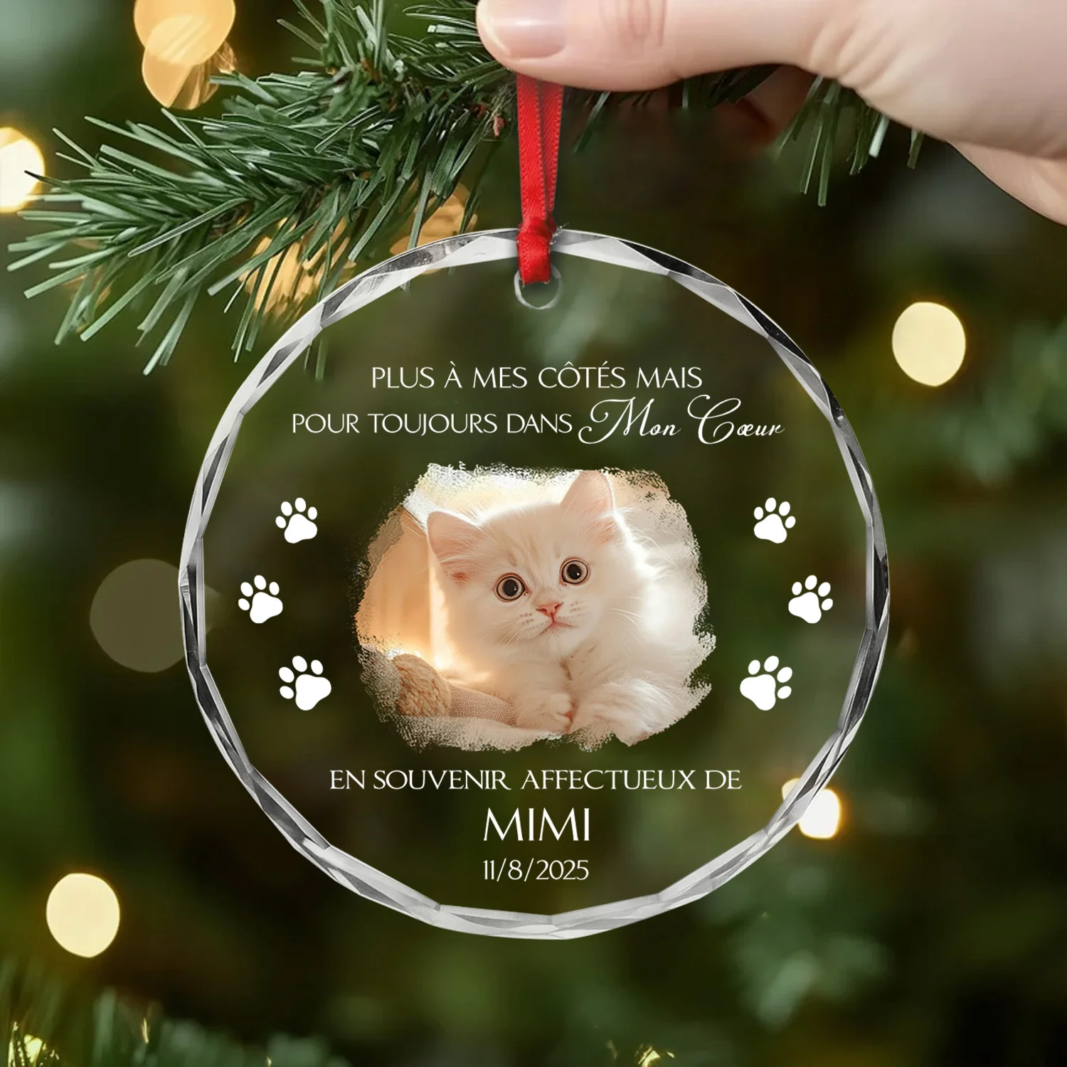 Ornement En Verre Personnalisé Commémoratif Chien Photo - Les Anges Ont Des Pattes - Image 2