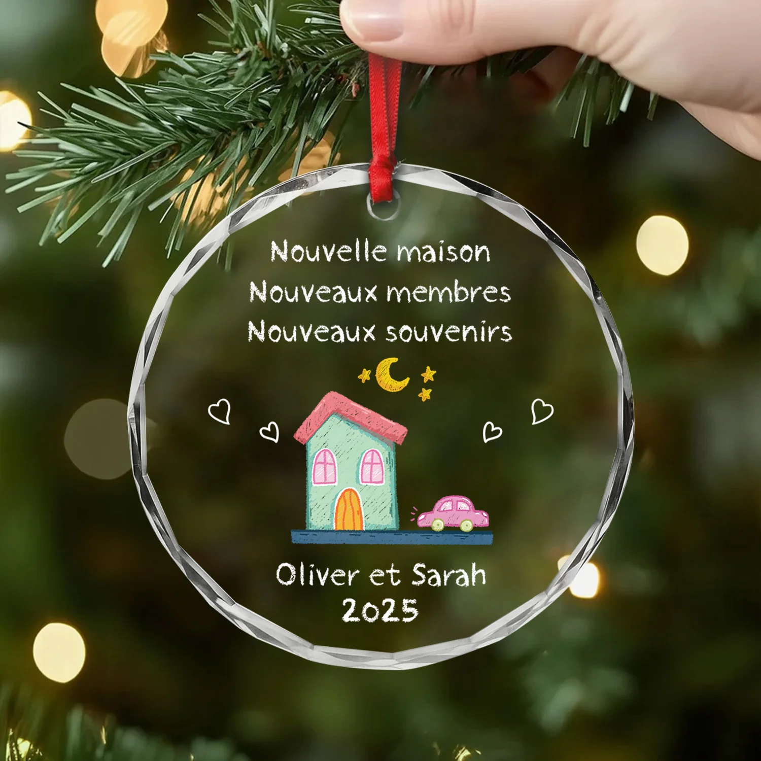 Ornement En Verre Personnalisé Couple - Nouvelle Maison Colorée - Image 2