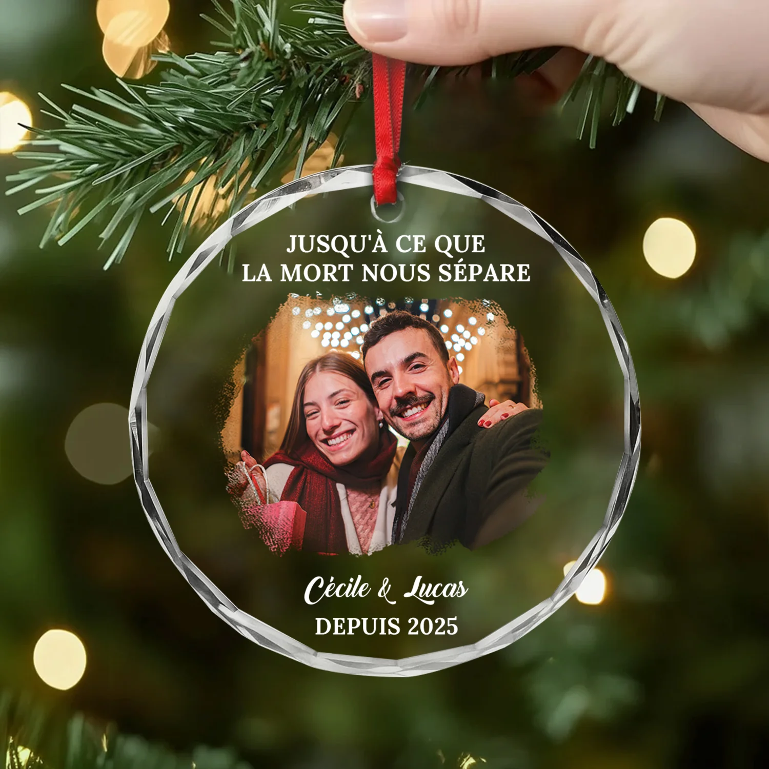 Ornement En Verre Personnalisé De Noël - Jusqu'à Ce Que La Mort Nous Sépare - Image 2