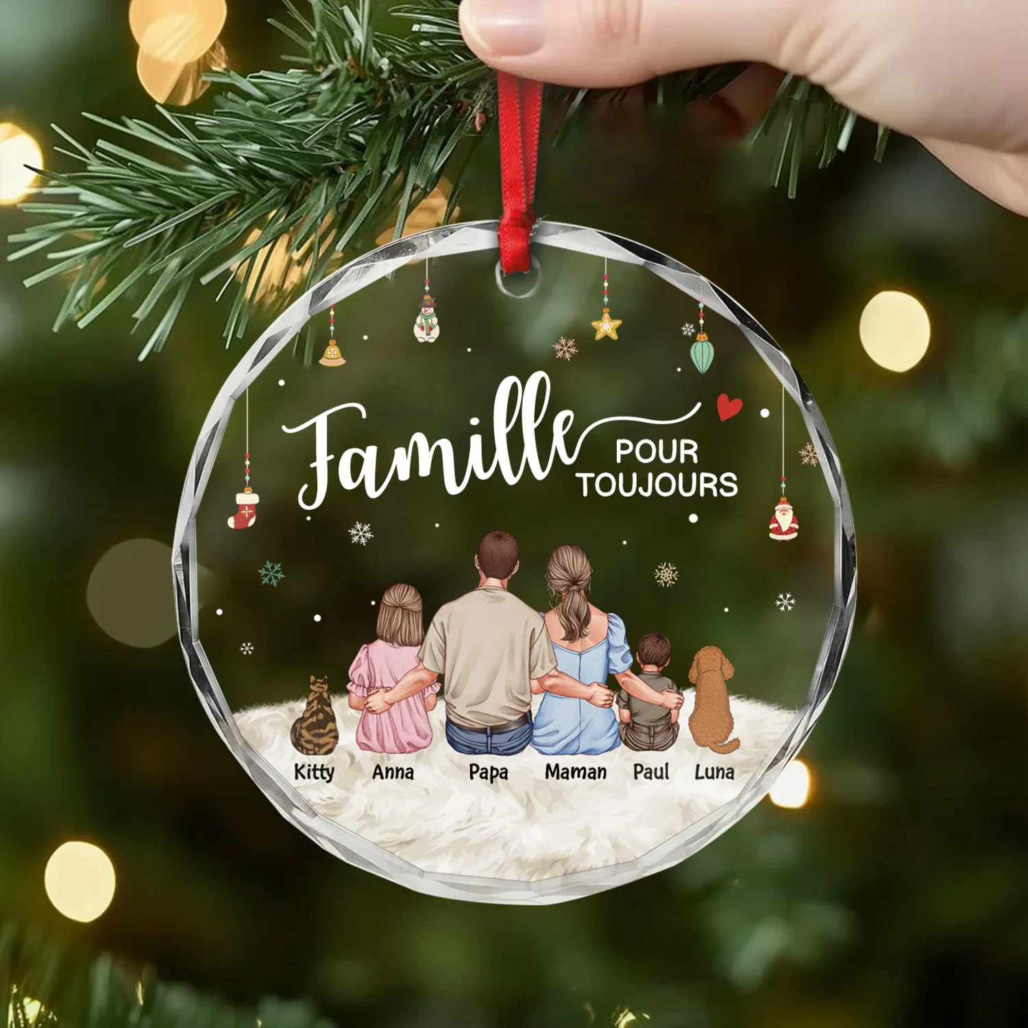 Ornement En Verre Personnalisé De Noël - La Famille Pour Toujours - Image 2