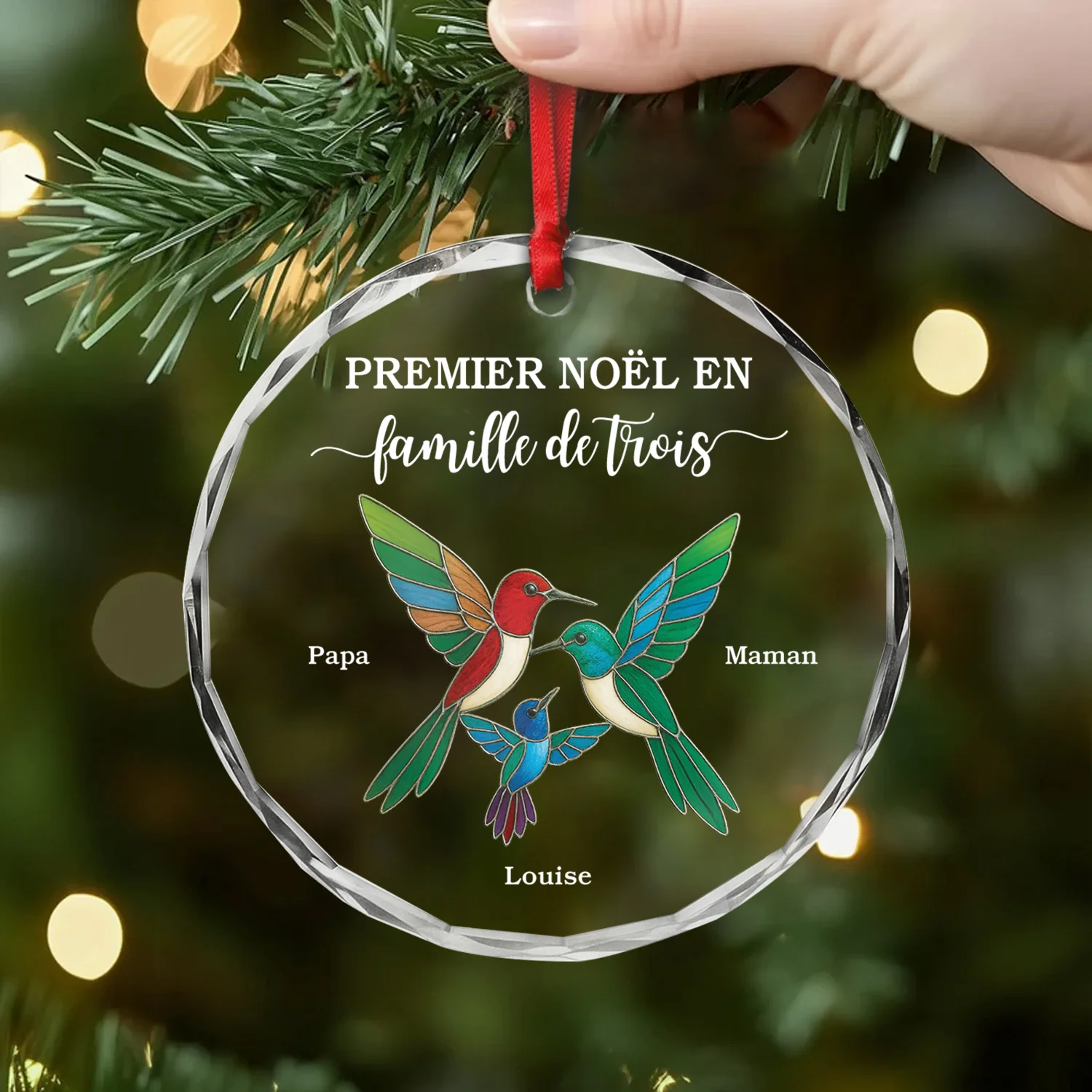 Ornement En Verre Personnalisé - Ensemble Nous Formons Une Famille Oiseaux - Image 2