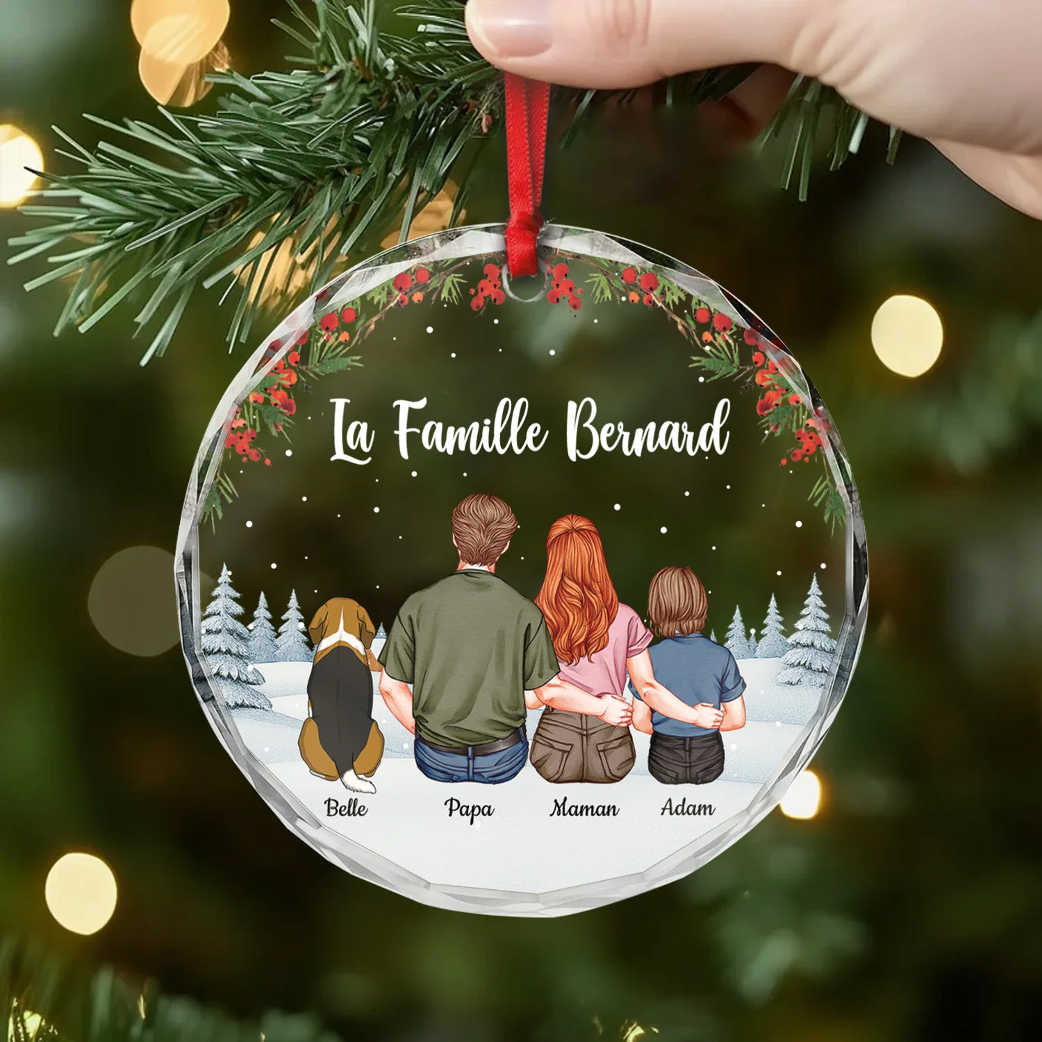 Ornement En Verre Personnalisé Famille - Notre Famille De Dos - Image 2