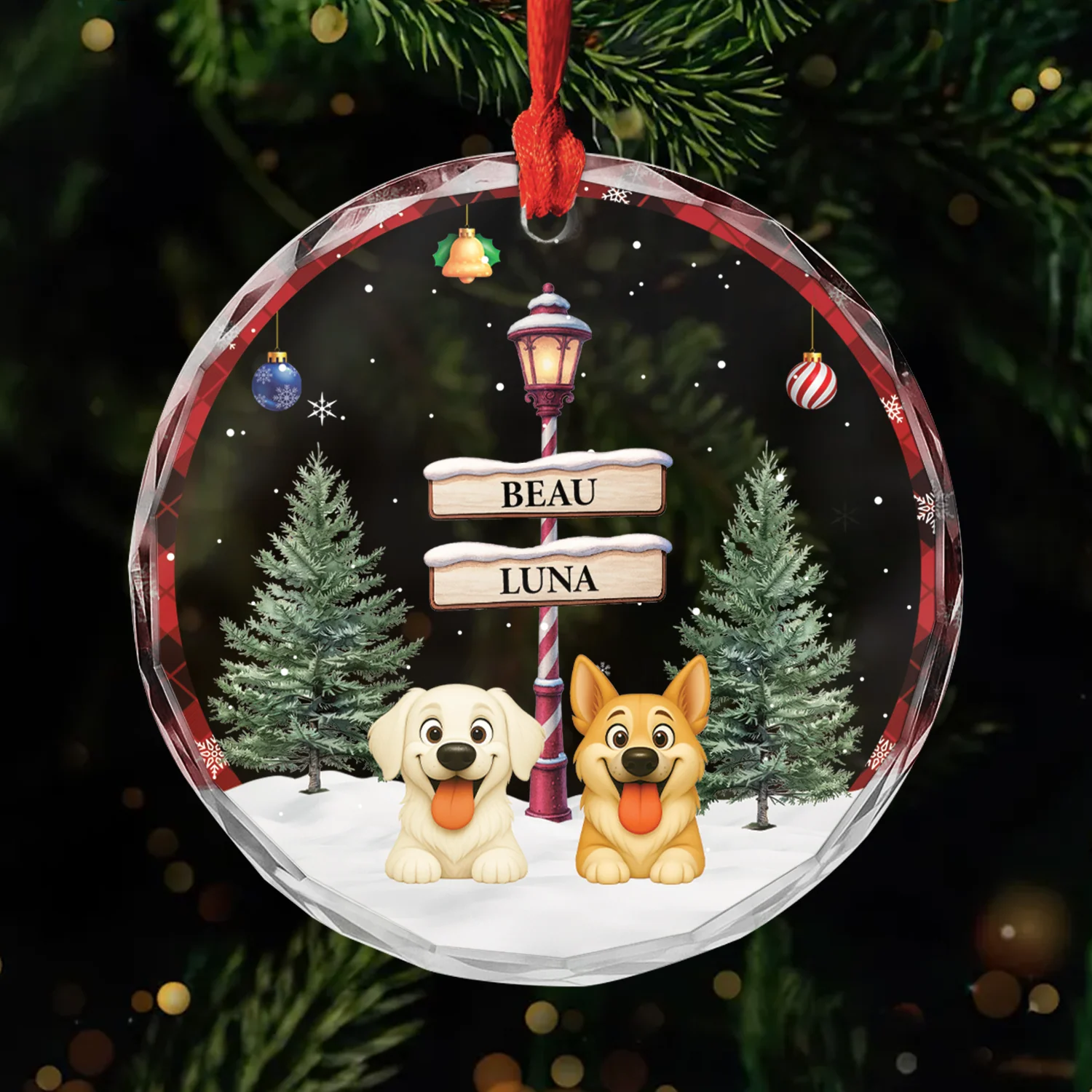 Ornement En Verre Personnalisé - Joyeux Noël Avec Chien