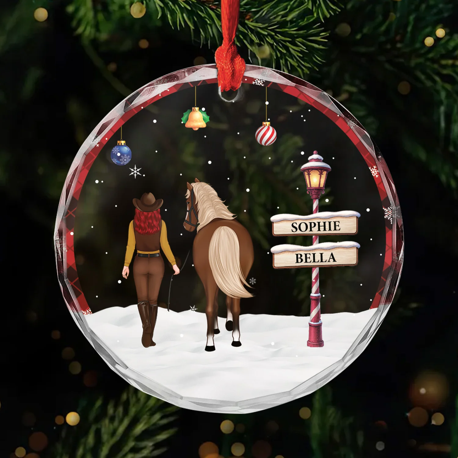 Ornement En Verre Personnalisé - Joyeux Noël Mon Cheval