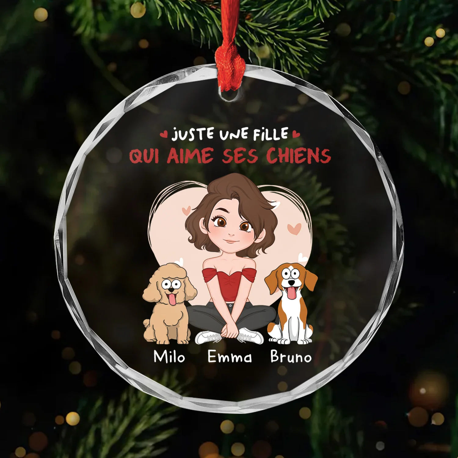 Ornement En Verre Personnalisé - Juste Une Fille Qui Aime Ses Chiens
