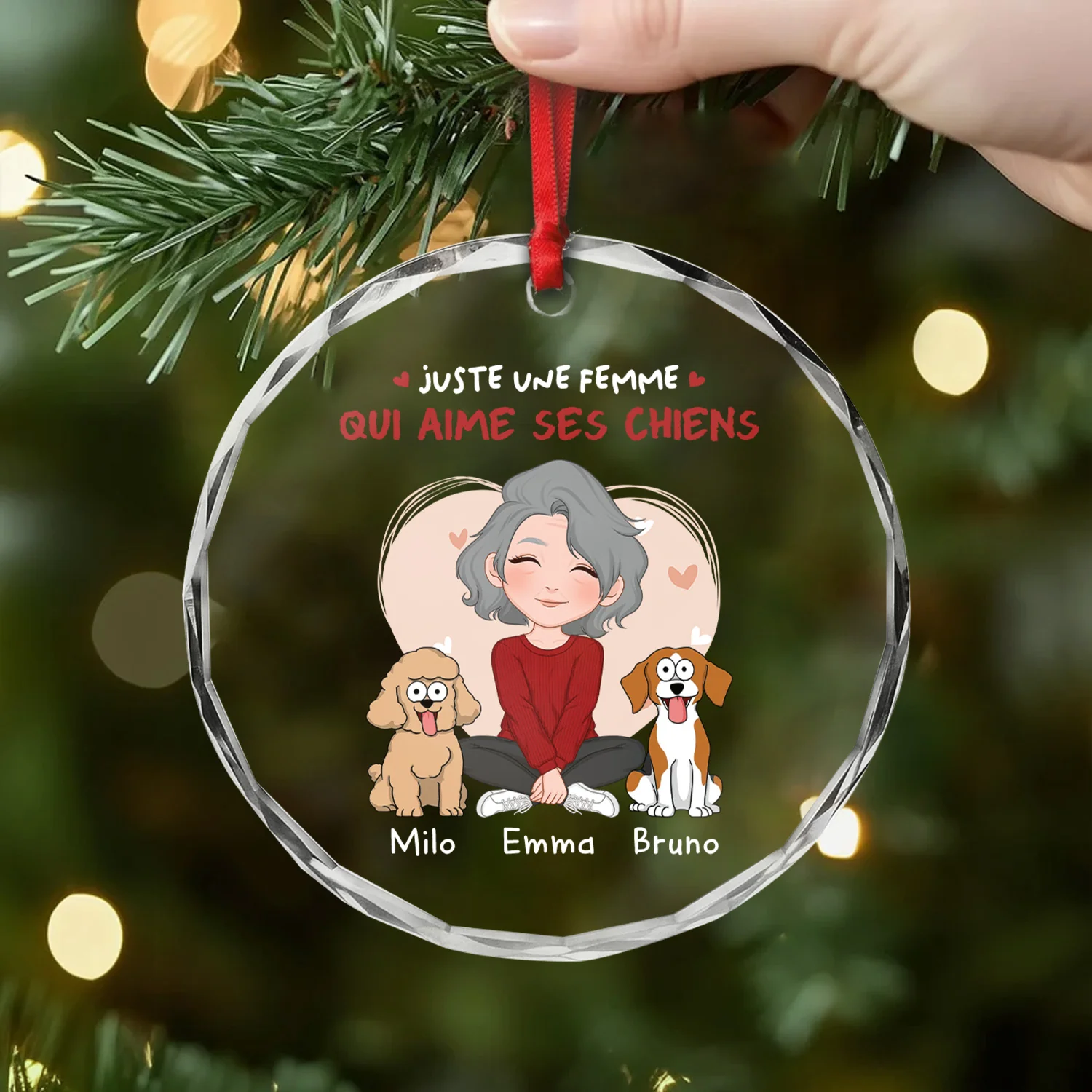 Ornement En Verre Personnalisé - Juste Une Fille Qui Aime Ses Chiens - Image 2