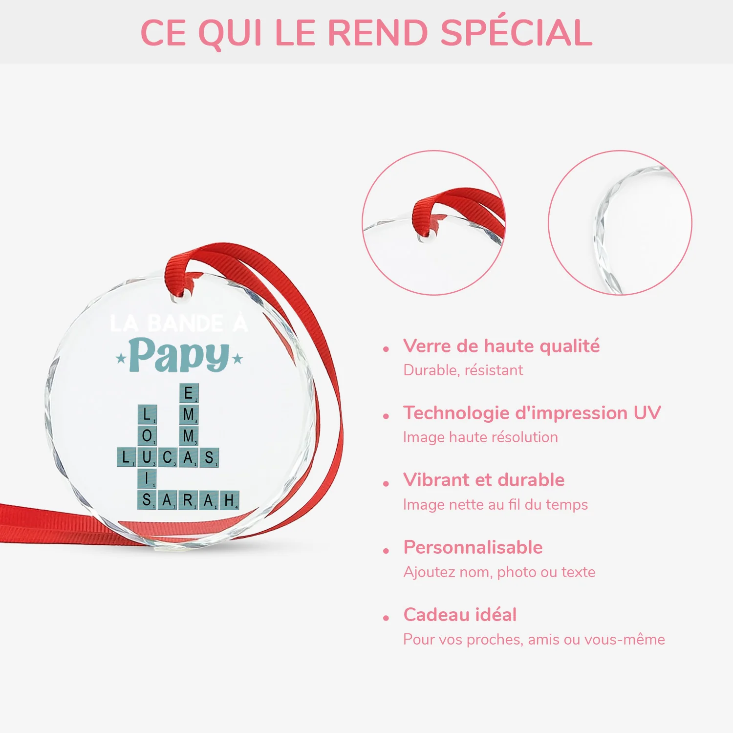 Ornement En Verre Personnalisé - La Bande À Papy - Cadeau Mots Croisés - Image 4